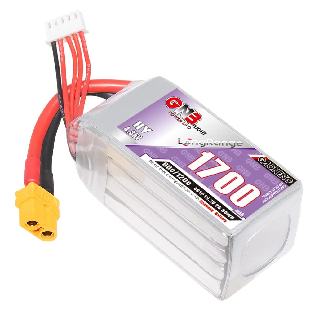 GAONENG GNB LiPo Battery 4S 60C 1700mAh 15.2V HV High Voltage FPV LiPo Battery with XT60 Connector for DJI FPV Nazgul5 Titan XL5 Chimera5 Long Range Drone