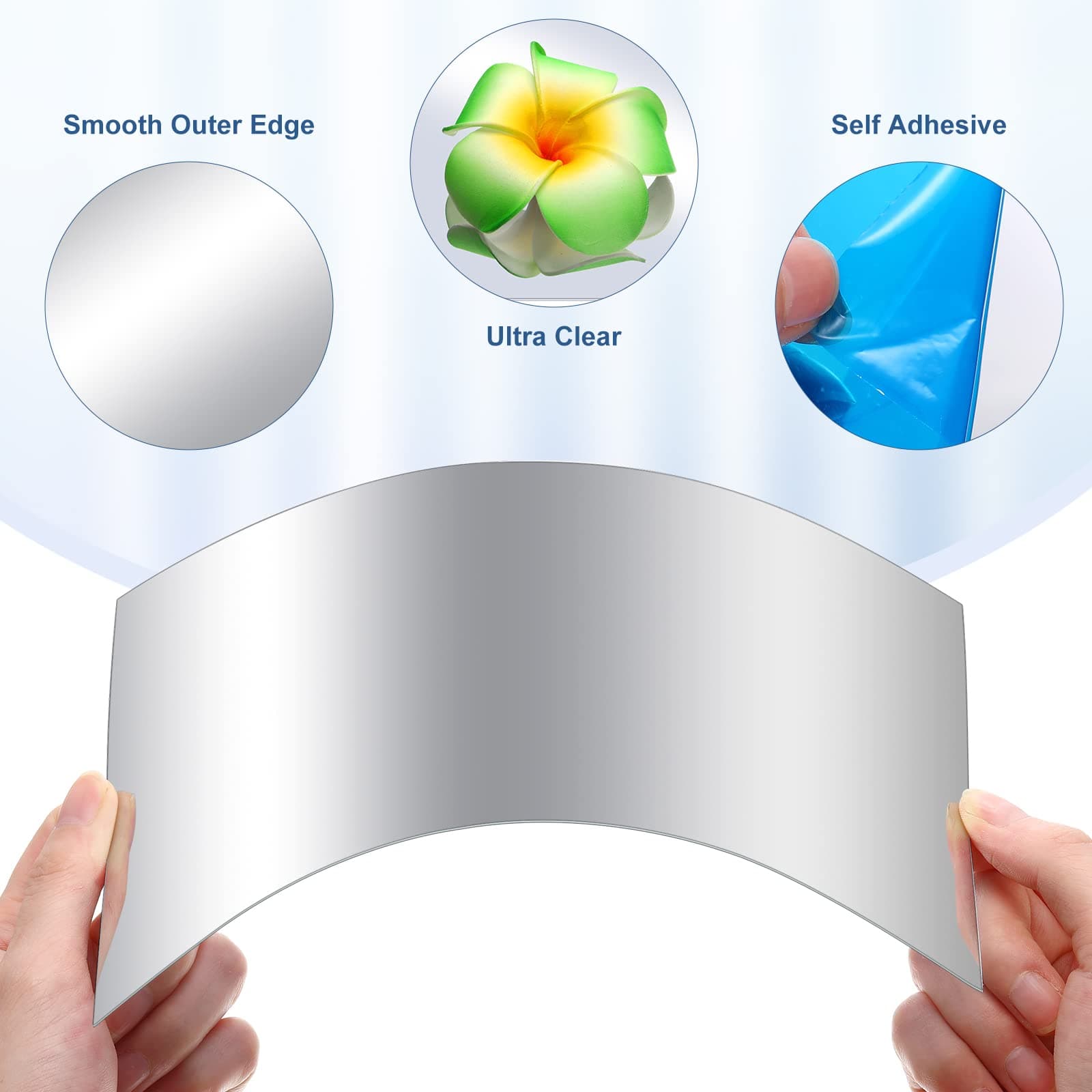 Tuanse 80 Piece Flexible Plastic Mirror Sheets for Home Decoration, Wall Mount, Rectangular, 9 x 6 Inch