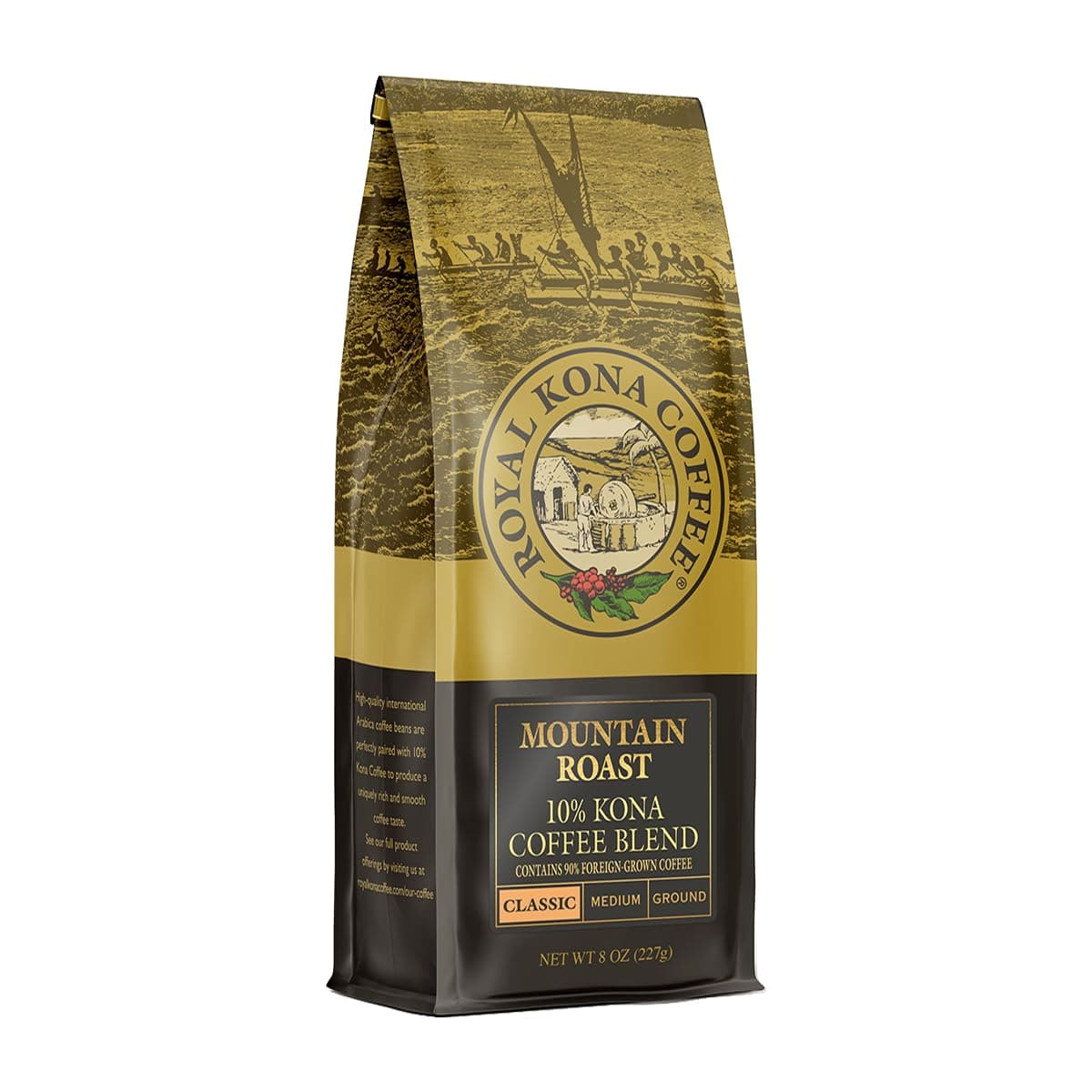 ROYAL KONA COFFEE - Medium Roast Ground Coffee, Mountain Roast Flavor, 8 Ounce