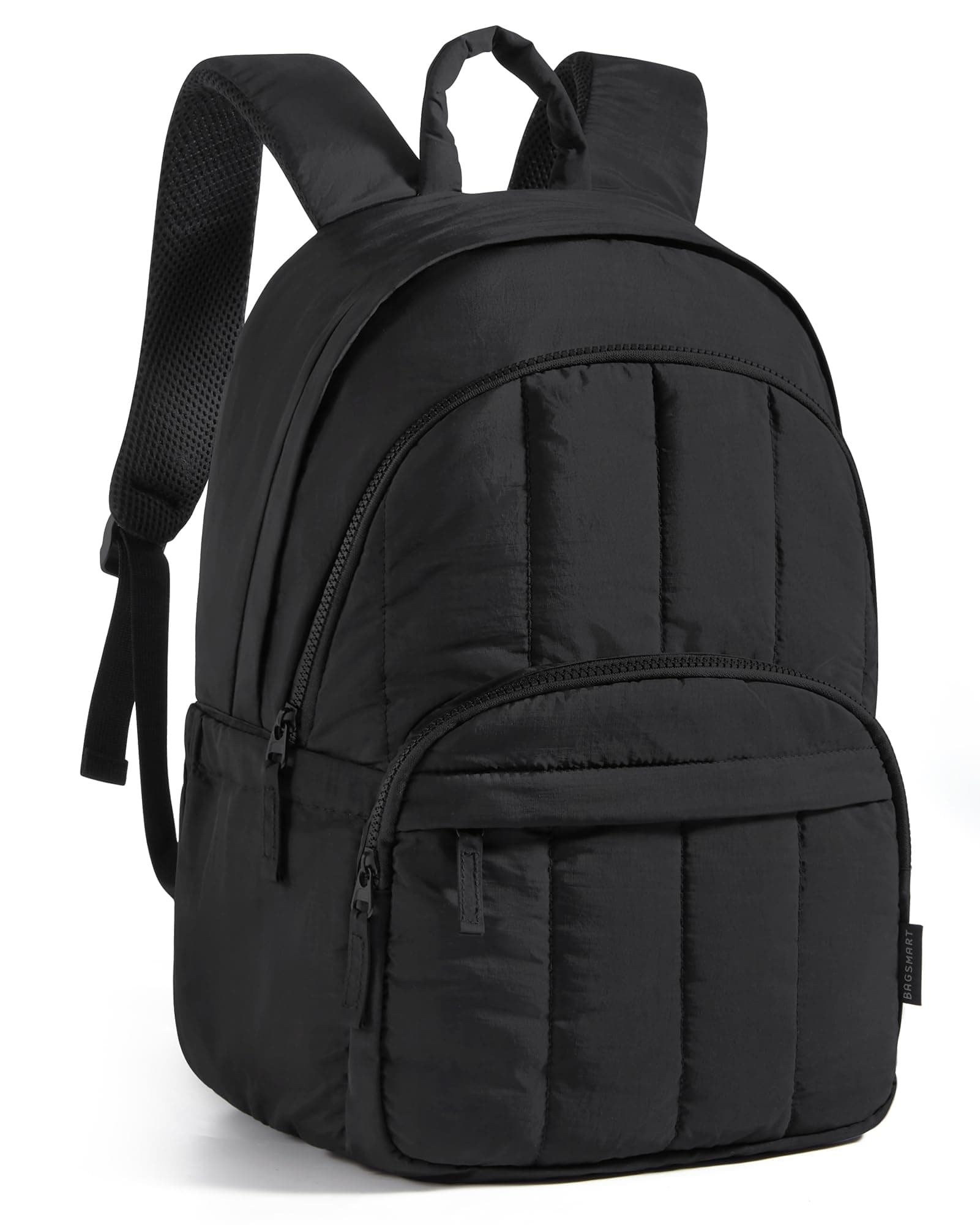 BAGSMART Womens Backpack Travel Laptop Backpack for Women, Quilted College Laptop Bookbag, Work Back Pack for Women, Cute Computer Water-Resistant Casual Daypack, Puffer Black