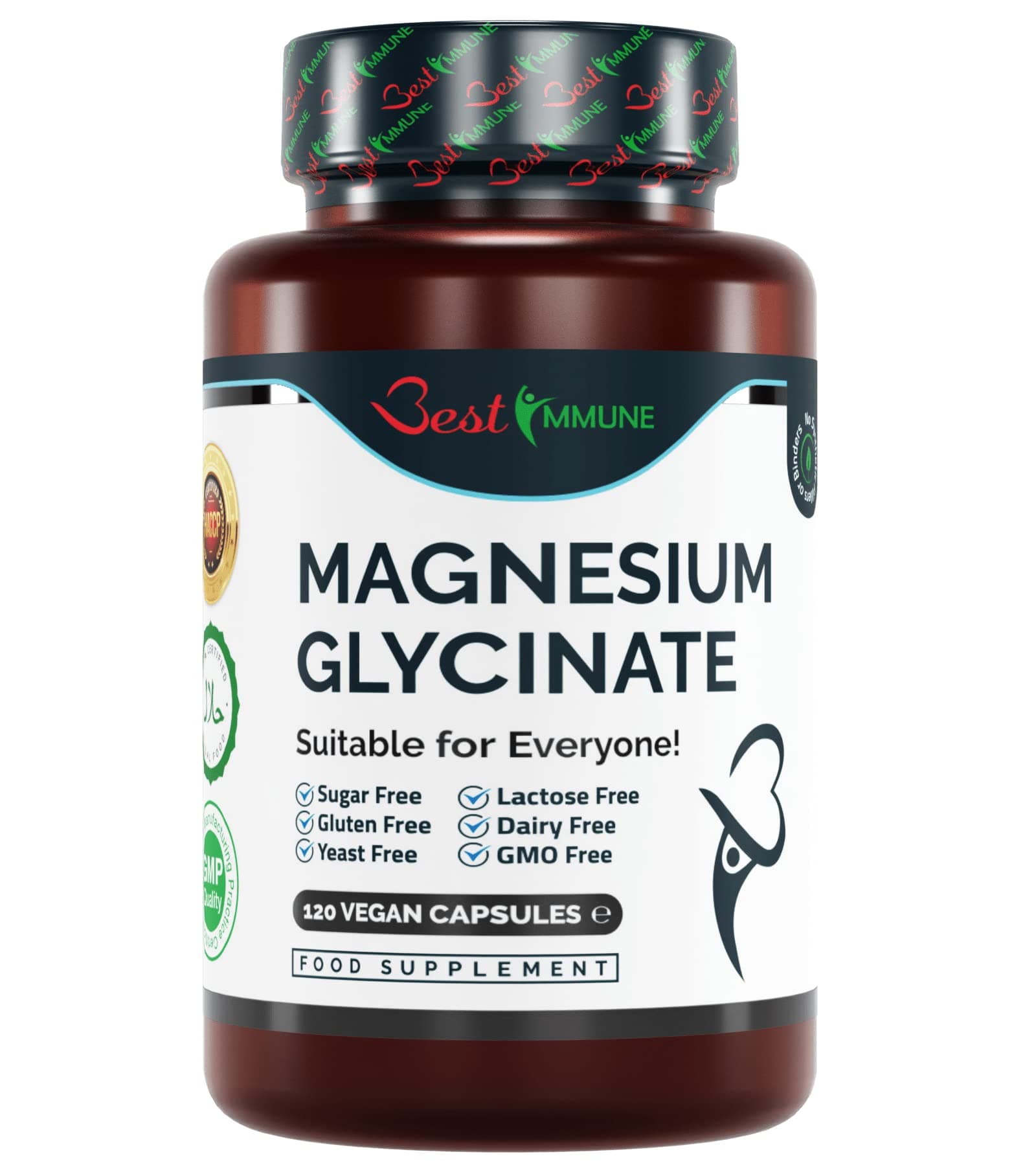 Natural Magnesium Glycinate 1000mg per Serving Premium Quality Ideal Strength 120 Vegan Capsules Highest Bioavailability