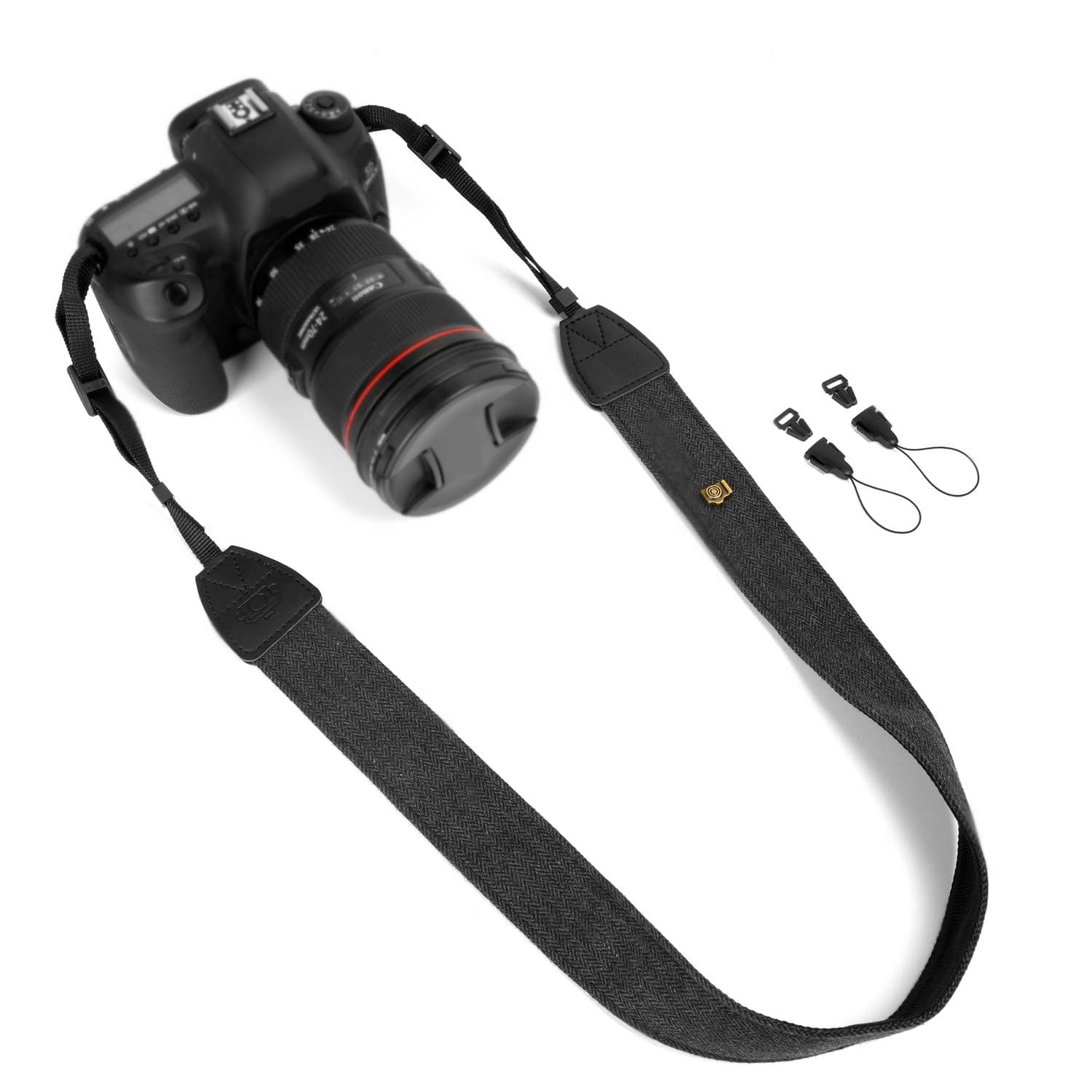 Weave Camera Canvas Neck Shoulder Camera Strap with Quick Release Buckles Vintage Print Soft Camera Straps for Women Men All DSLR SLR Cameras (Black)