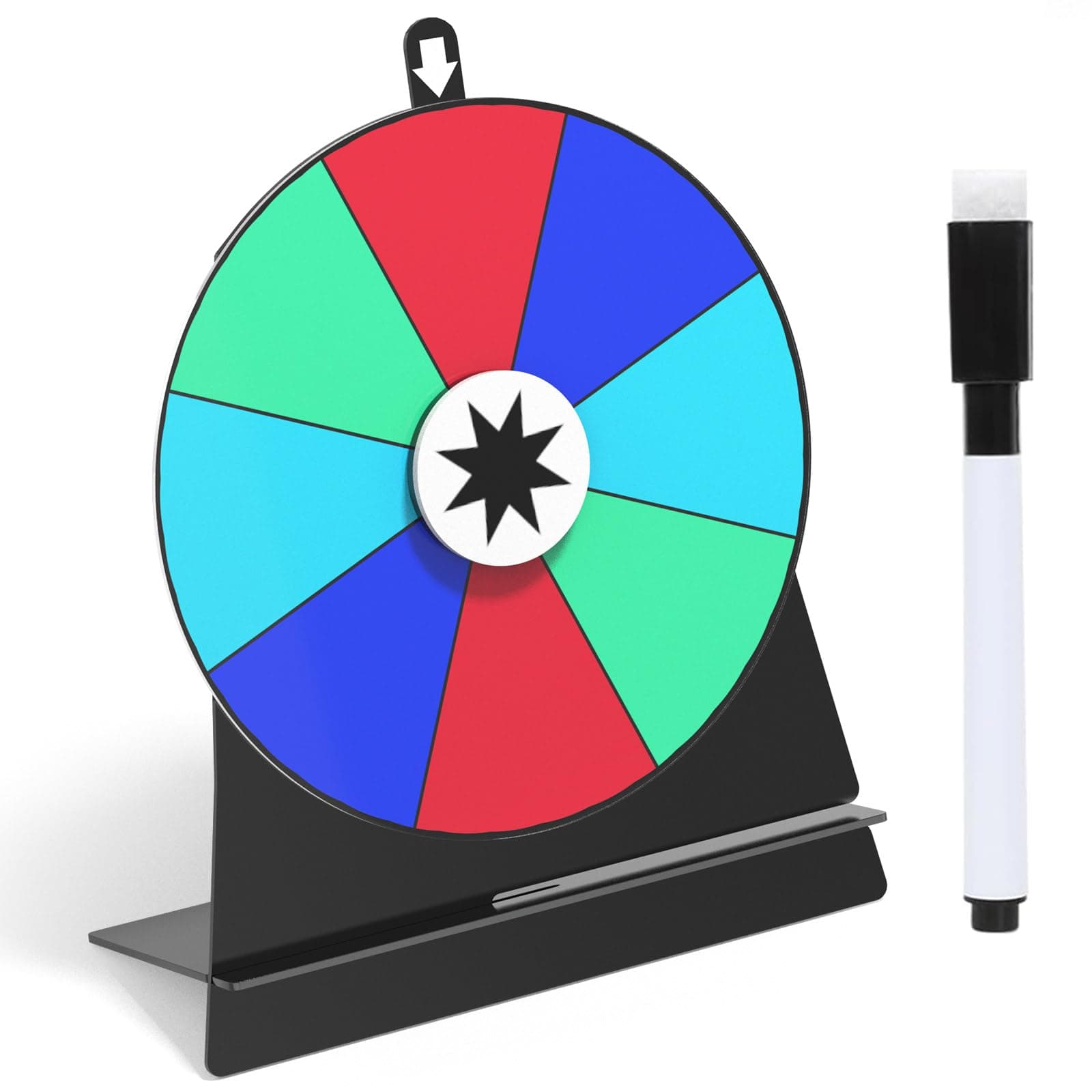 ZHOOGE 6 Inch Prize Wheel-Spinning Wheel for Prizes - 8 Slots Color Tabletop Roulette Spinner of Fortune Spin The with Dry Erase Marker for Fortune Spinning Game Carnival & Tradeshow