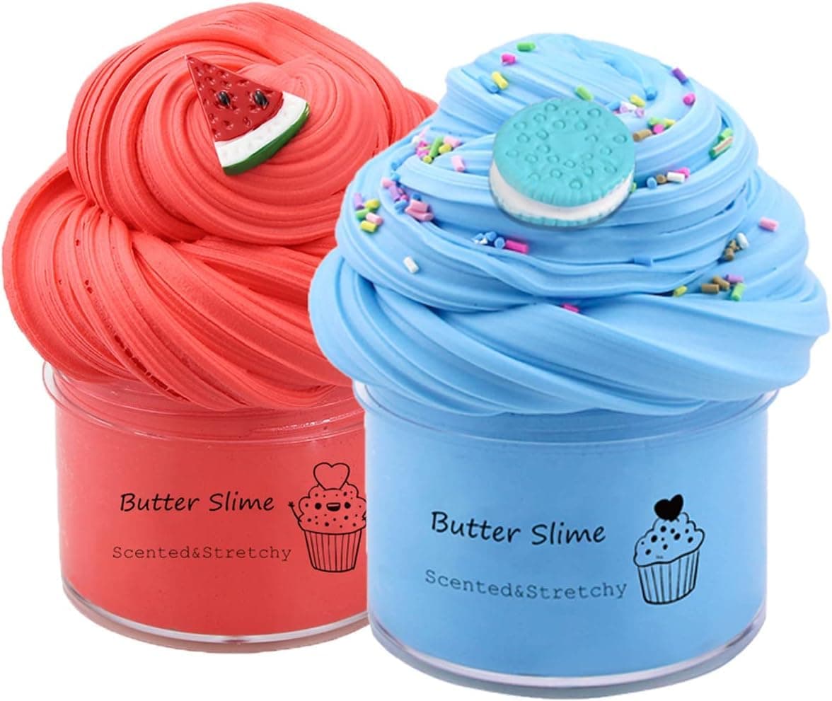 Cherry and Sky Pack of 2 Slime Fluffy streachy Non Toxic for Kids