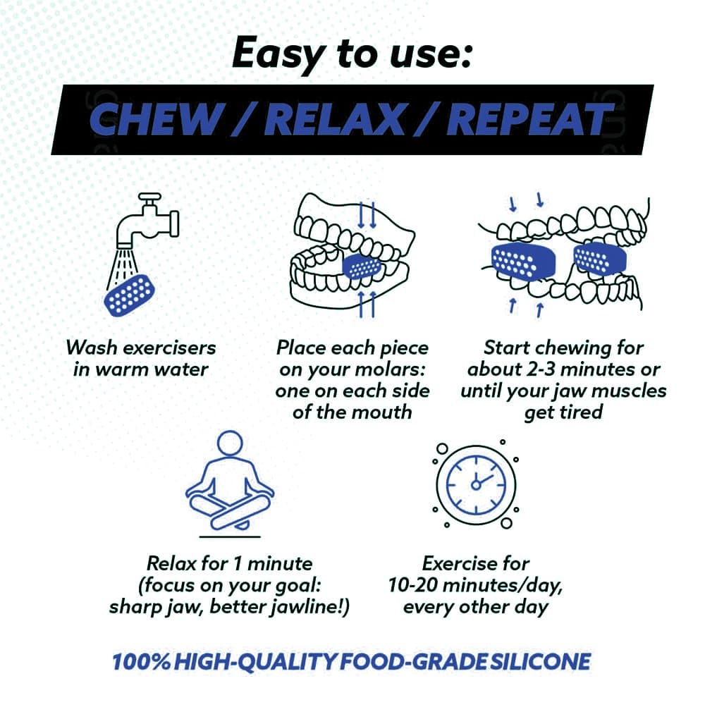 Jawline Exercise Jaw Exerciser For Men & Women (6pcs) Silicone Jaw Exerciser Gum