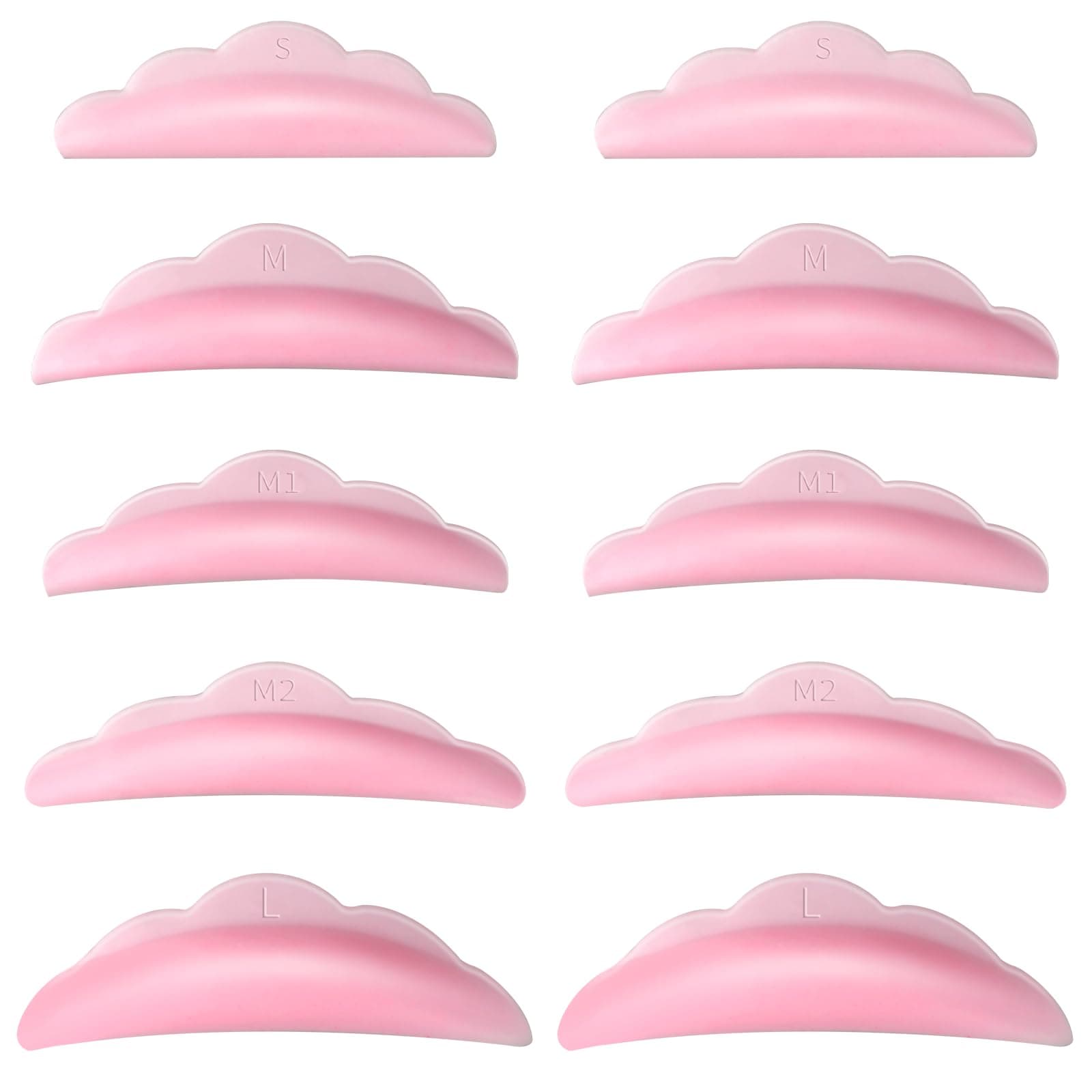 50 Pieces Lash Lift Rods, Silicone Pads Eyelash Shields for Perm Curls Kits, Silicone Eyelash Pads for Eyelashes Makeup Tool,5 Sizes S/M/M1/M2/L,Reusable Lash Lifting Pads Pink Eyelash Curler Supplies