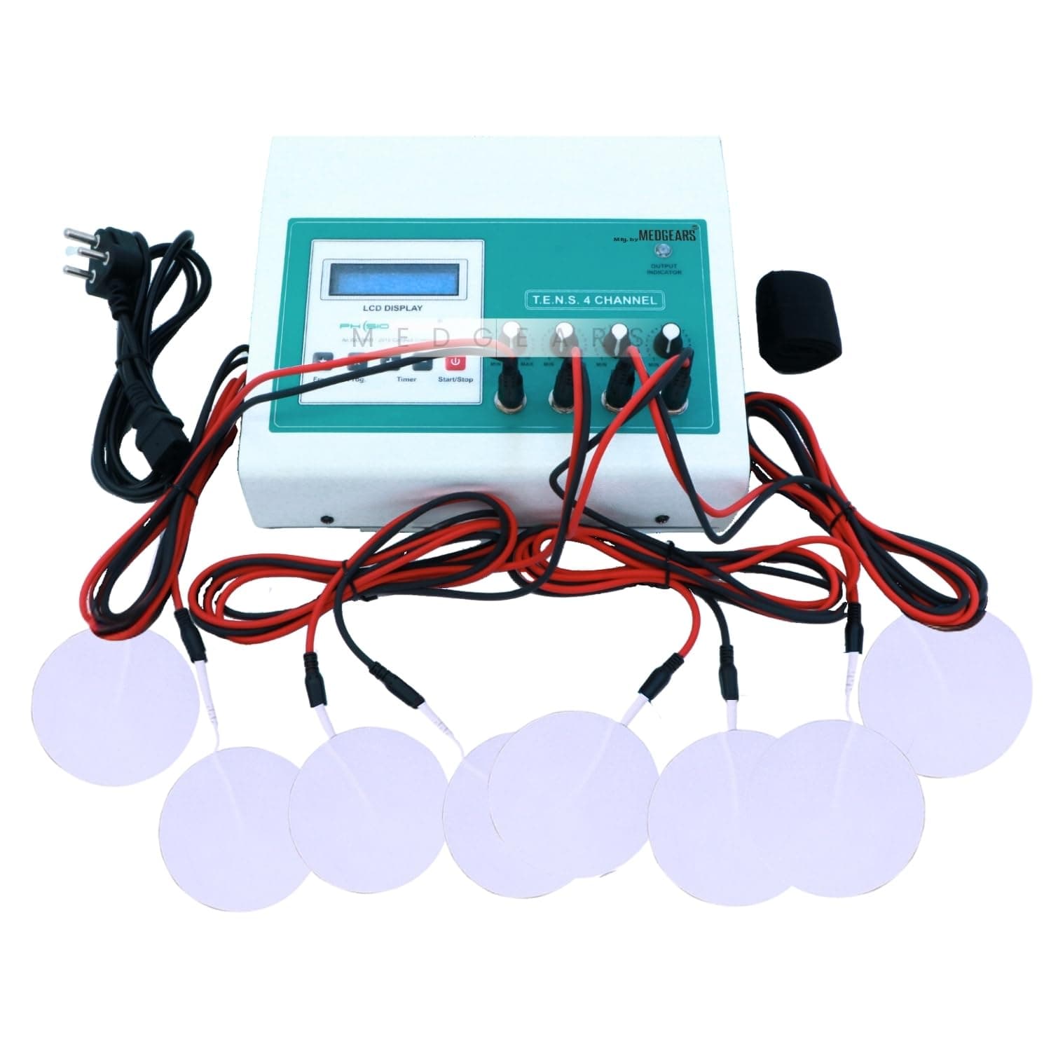 Physiogears Tens Auto Mode 4 Channel Multi Function Physiotherapy Portable Nerve Stimulator Electrotherapy Physiotherapy Machine with One Year Warranty