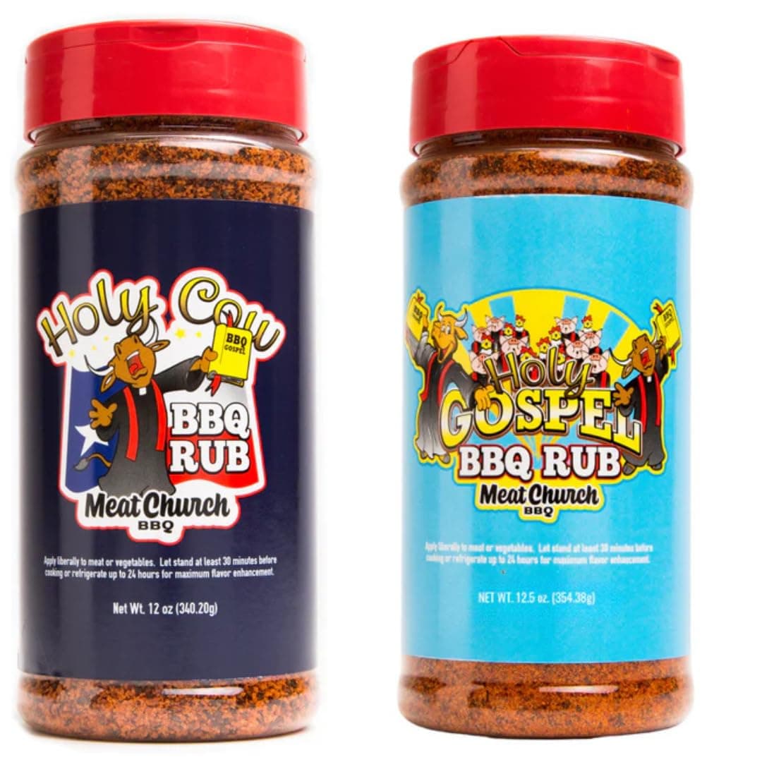 BBQ Rub Combo: Holy Cow (12 oz) and Holy Gospel (12.5 oz), One Bottle of Each