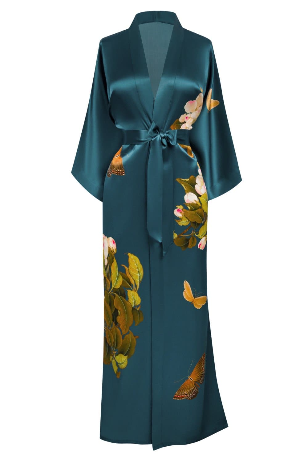 KIM+ONO Luxury 100% Mulberry Washable Silk Kimono Robe for Women | Long Floral Robe | Original Design