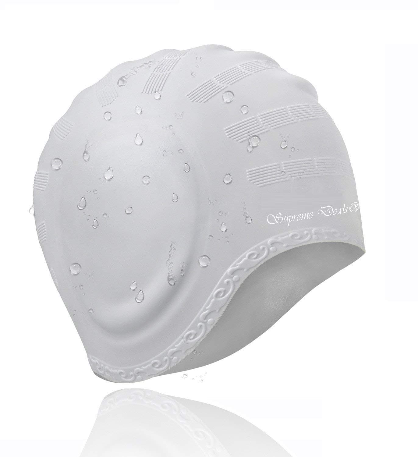 Supreme DealsDesigned Long Waterproof Silicone Swimming Cap for Women and Men Keeps Hair Clean with Ear Protector