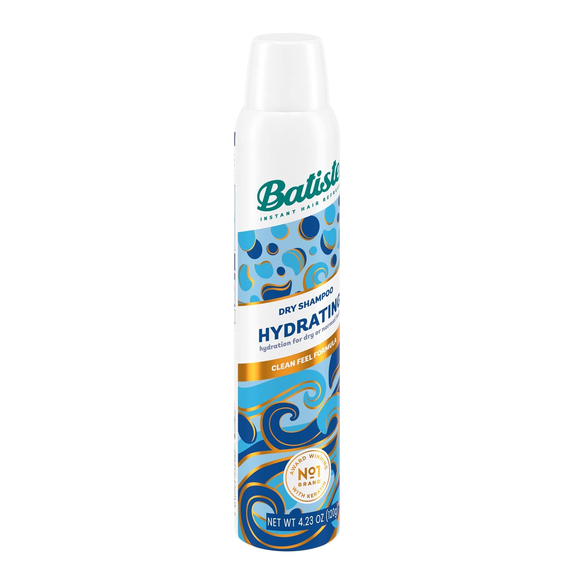 Batiste Hydrating Dry Shampoo, Hair Benefits For Dry Brittle Hair, Refresh and Restyle Hair in-Between Washes, Clean Feel Formula, 200ml