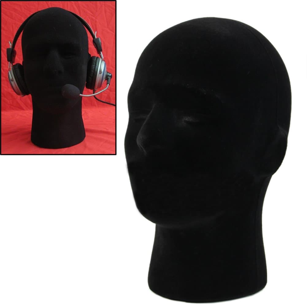 Male Wigs Display Mannequin Head Stand Model HTC Vive VR Headsets Mount Styrofoam Foam Black
