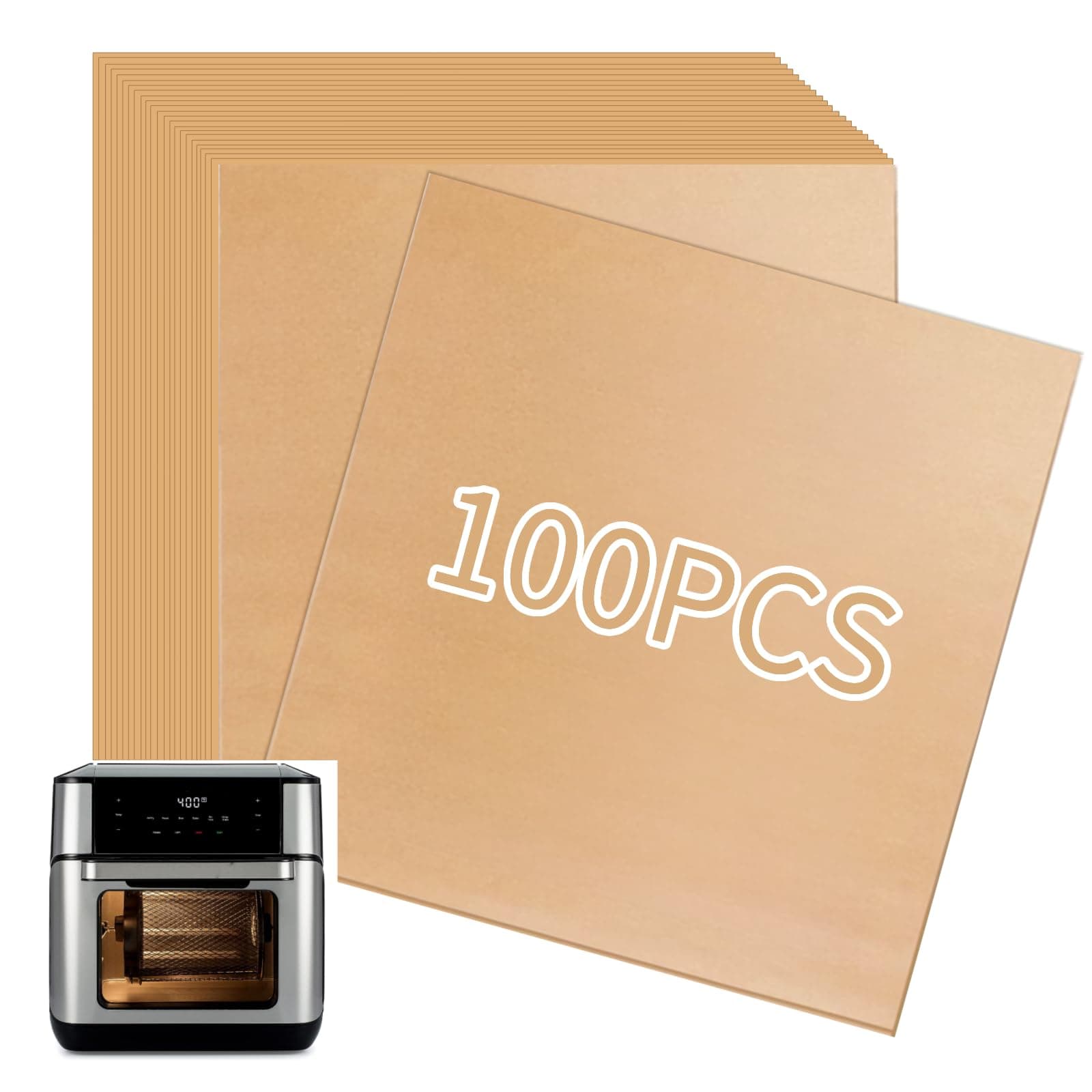 Air Fryer Paper Liners, 100 PCS Unbleached Parchment Paper Air Fryer Liners Disposable Compatible with Instant Pot 10 QT Air Fryer Accessories 10x11 In Non-Stick Baking Sheets