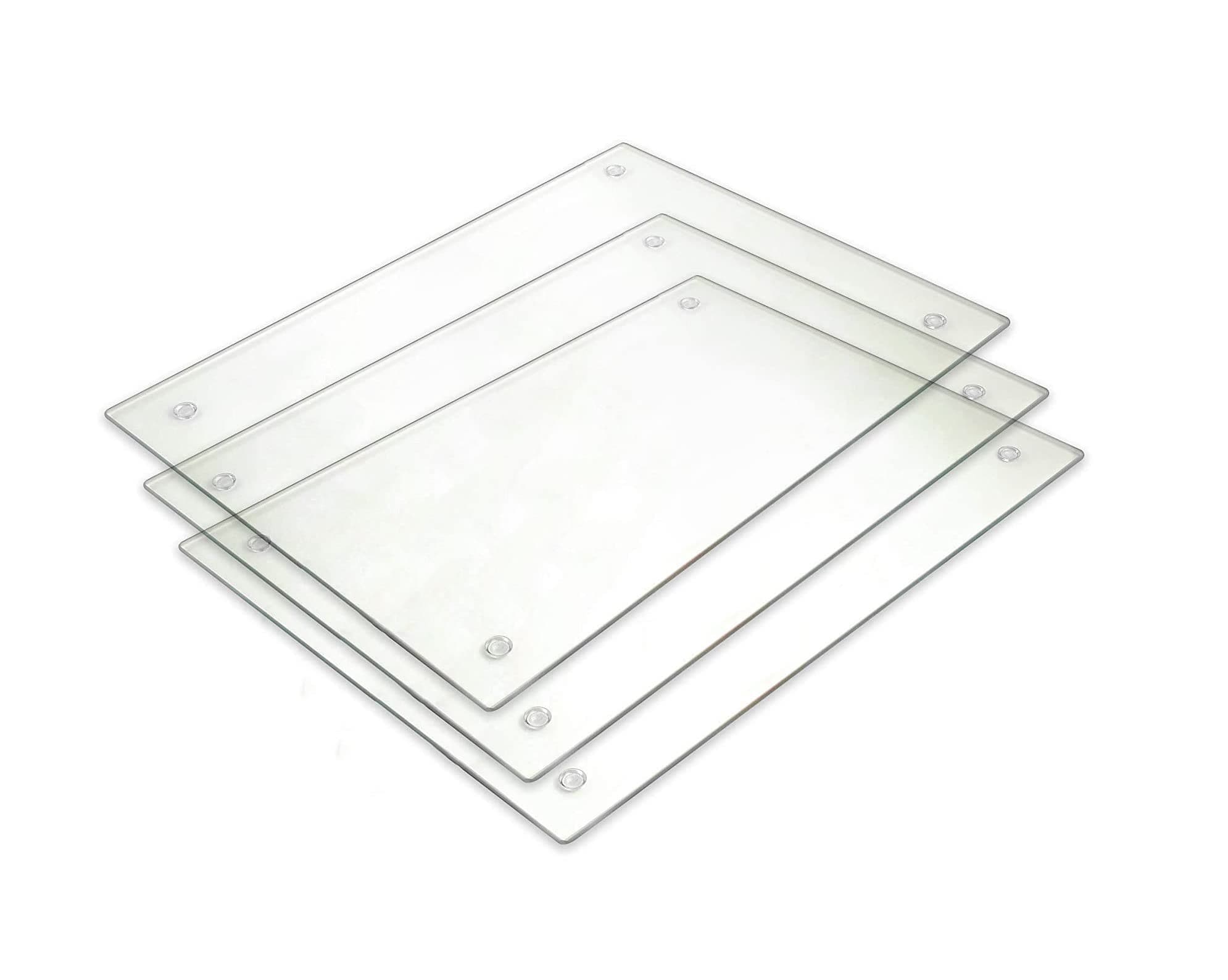 Tempered Glass Cutting Board Long Lasting Clear Glass Scratch, Heat, Shatter Resistant, Dishwasher Safe. (3 Rectangle 10x7")