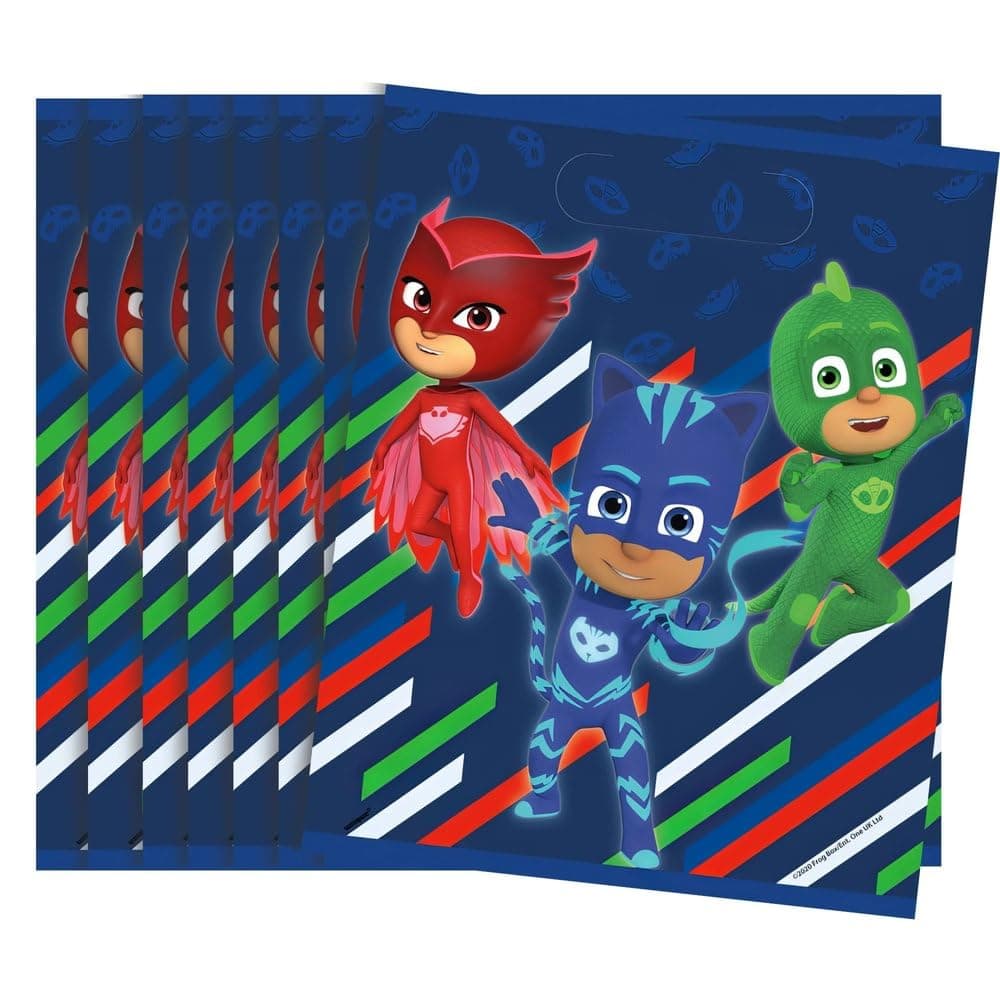 UniqueUnique PJ Masks Plastic Party Loot Bags - (8 Pack) Premium Goody Bags for Kids | Durable & Adorable Themed Celebration Supplies