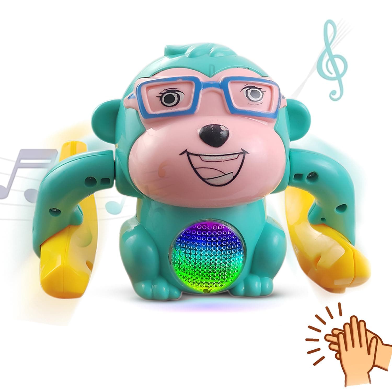 NHR Dancing Monkey Musical Toys for Kids 360° Baby Spinning Rolling Doll Tumble Toy with Voice Control Musical Light and Sound Effects with Sensor (3+ Months, Multicolor)