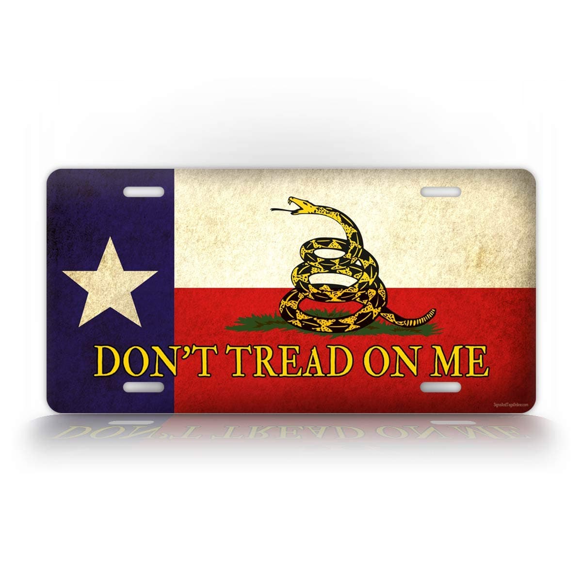 DTOM Texas State Flag License Plate Americana Gadsden Tea Party Patriotic Vintage American Auto Tag USA