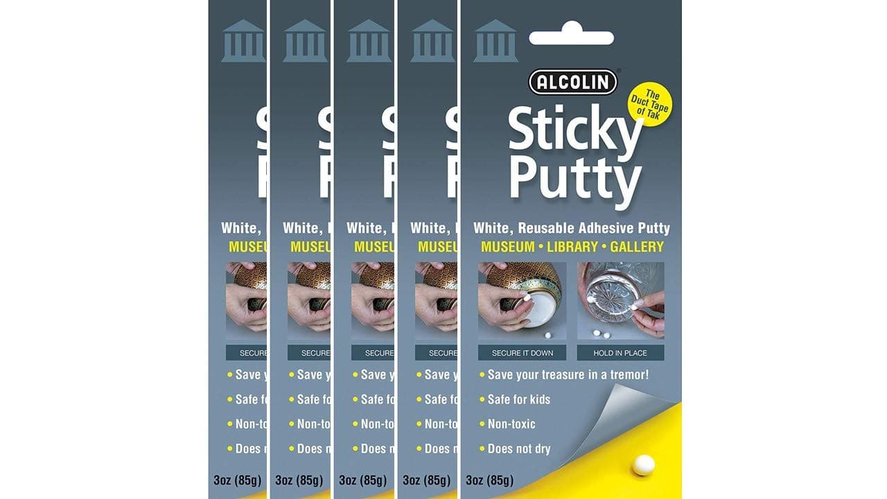 Sticky Putty- Reusable Museum & Gallery Quality Adhesive Putty - Won't Dry Out, Repsitionabe (5-Pack)
