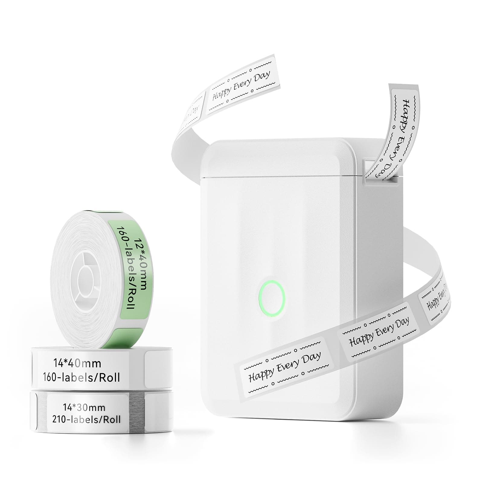 D110 Upgraded Version Mini Label Maker Machine with 3 Tapes, Portable Bluetooth Thermal Printer, Sticker Labeler with Multiple Templates for Office Organization Home Kitchen School, White