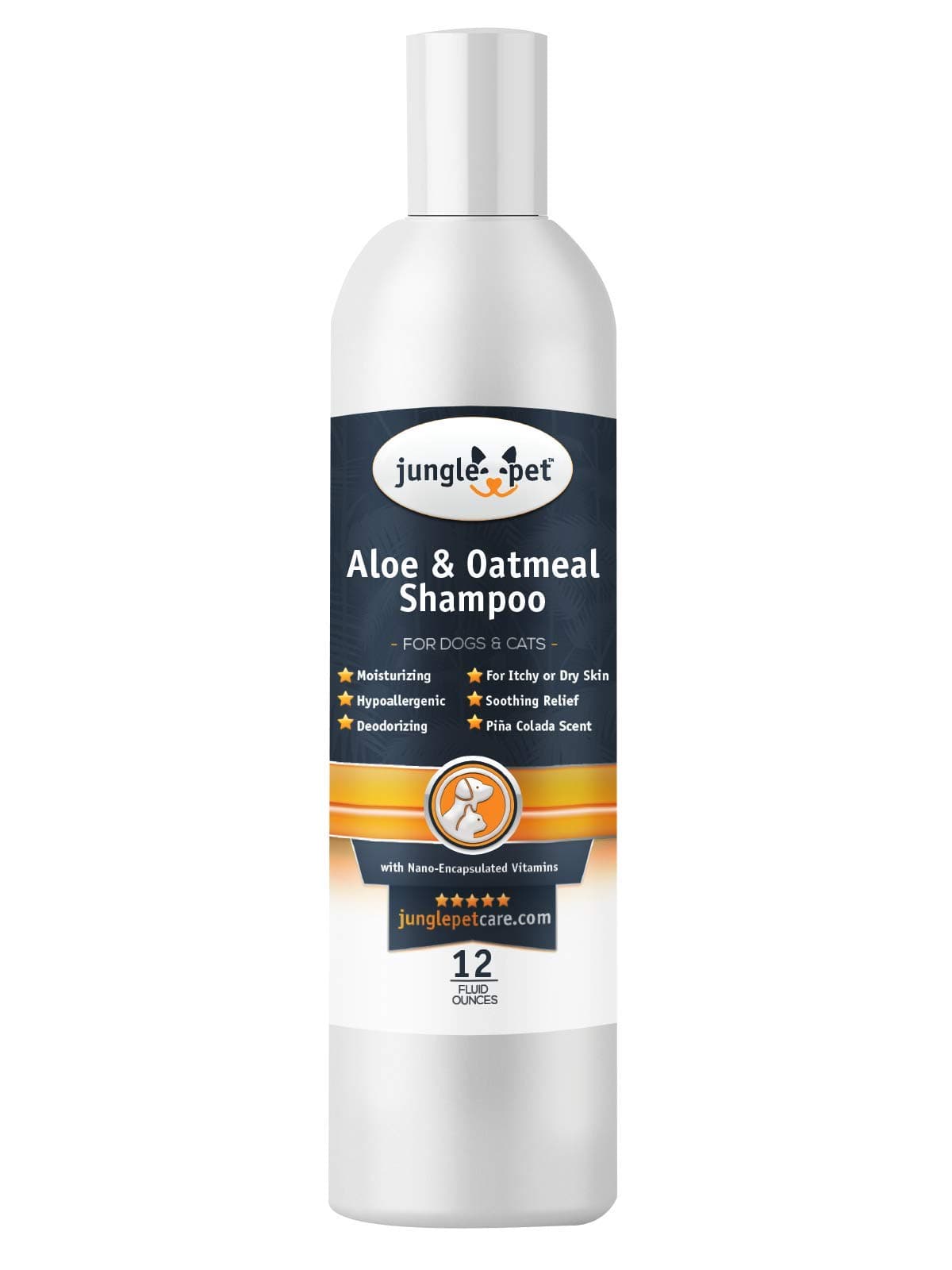Jungle Pet Aloe Oatmeal Shampoo for Dogs - Sensitive Skin Dog Shampoo Oatmeal - Natural Dog Shampoo Sensitive Skin - Hypoallergenic Pina Colada Dog Oatmeal Shampoo - 12 oz