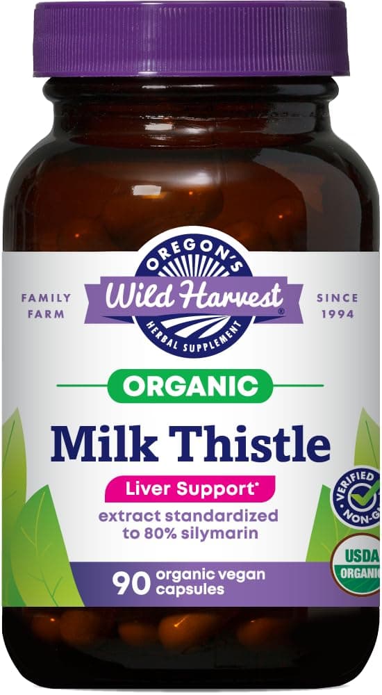 Oregon's Wild Harvest Certified Organic Milk Thistle USDA Certified Organic Herbal Supplement, 90 Count