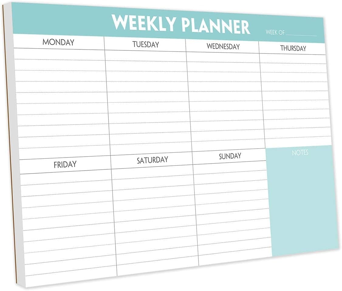 Weekly Planner TO DO List Notepad, Task Pad w/Daily Checklist, Priority Note Sections, Calendar Desk Notebook for Daily Schedule (A4 52 Page Sheets