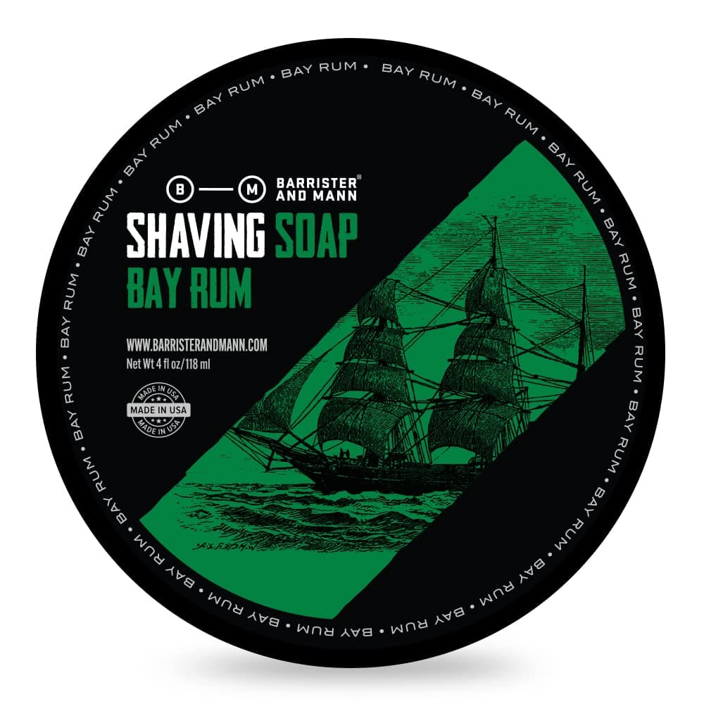 Shaving Soap | Luxury Dense, Rich & Creamy Lather Tallow Wet Shave Puck Infused Black Strap Rum & West Indie Bay, Sweet Orange, Cinnamon | Grooming Routine for Men 4 Oz (Bay Rum)