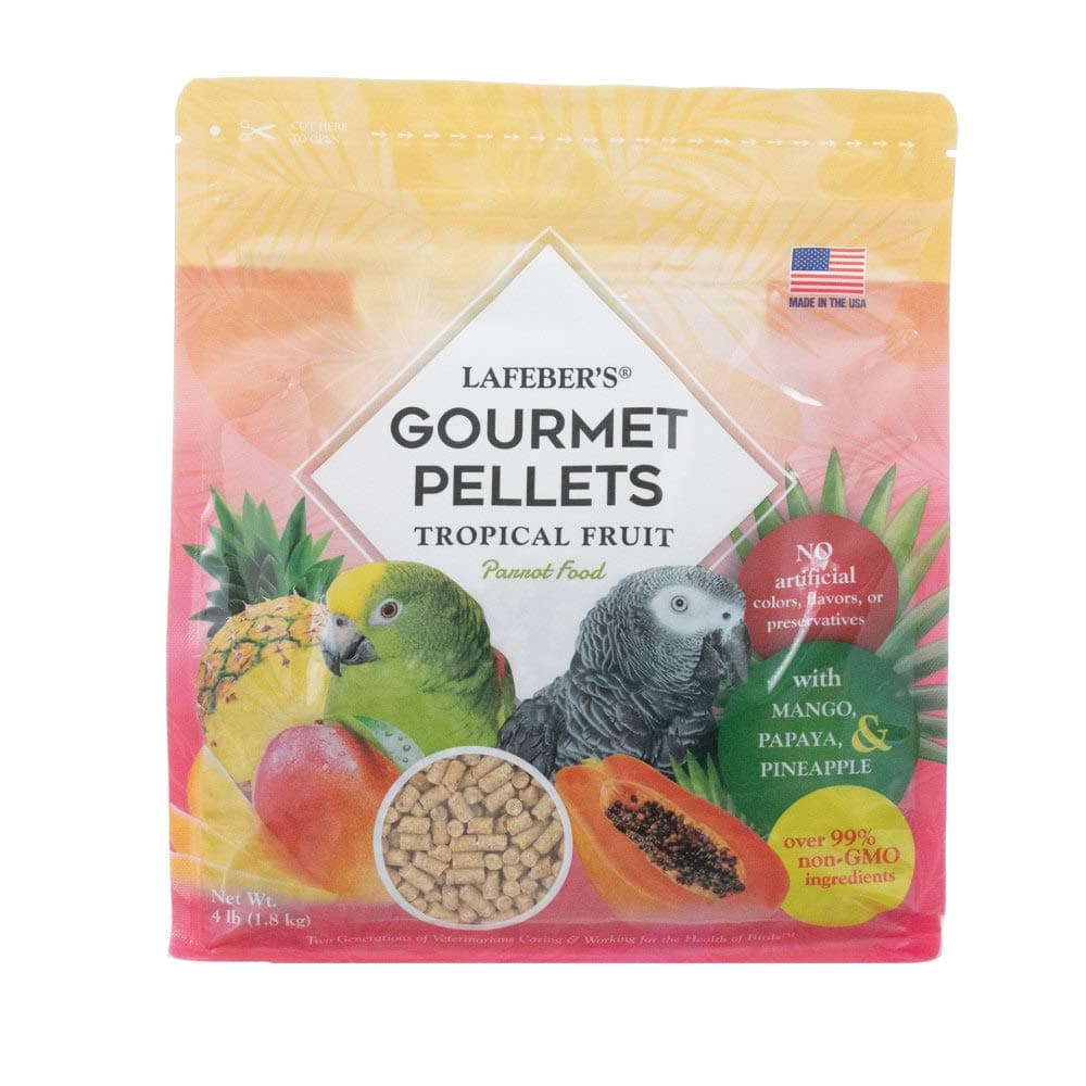 LAFEBER'S Tropical Fruit Gourmet Pellets Pet Bird Food, No Added Sugar, Made with Non-GMO and Human-Grade Ingredients, for Parrots, 4 lb