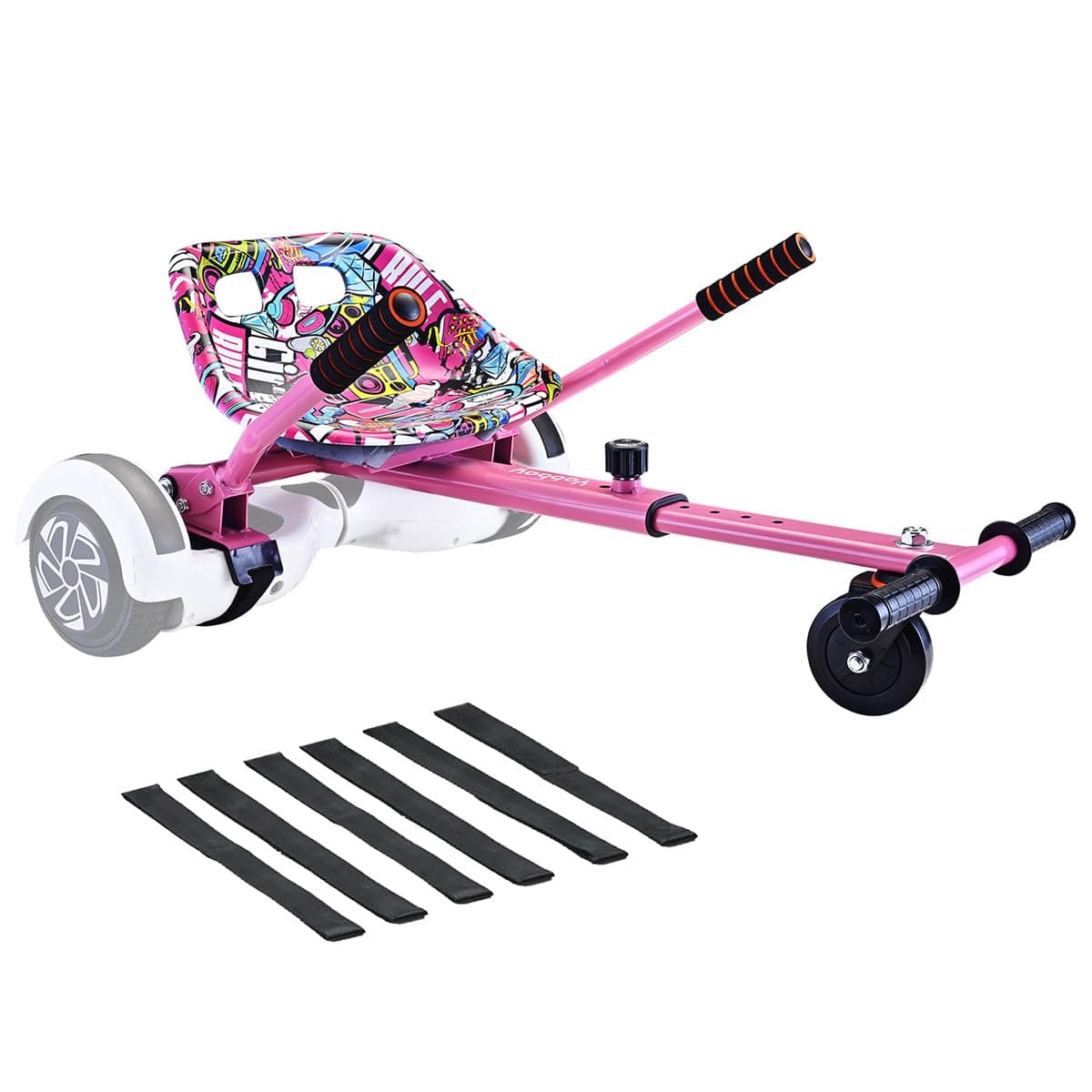 Eco-friendly Hoverbord Go Kart Attachment - Stylish Seat, Swivel Wheel, Adjustable Length - Fits 6.5", 8", 8.5", 10" hoverbords - Safe & Enjoyable Riding for Kids and Adults!