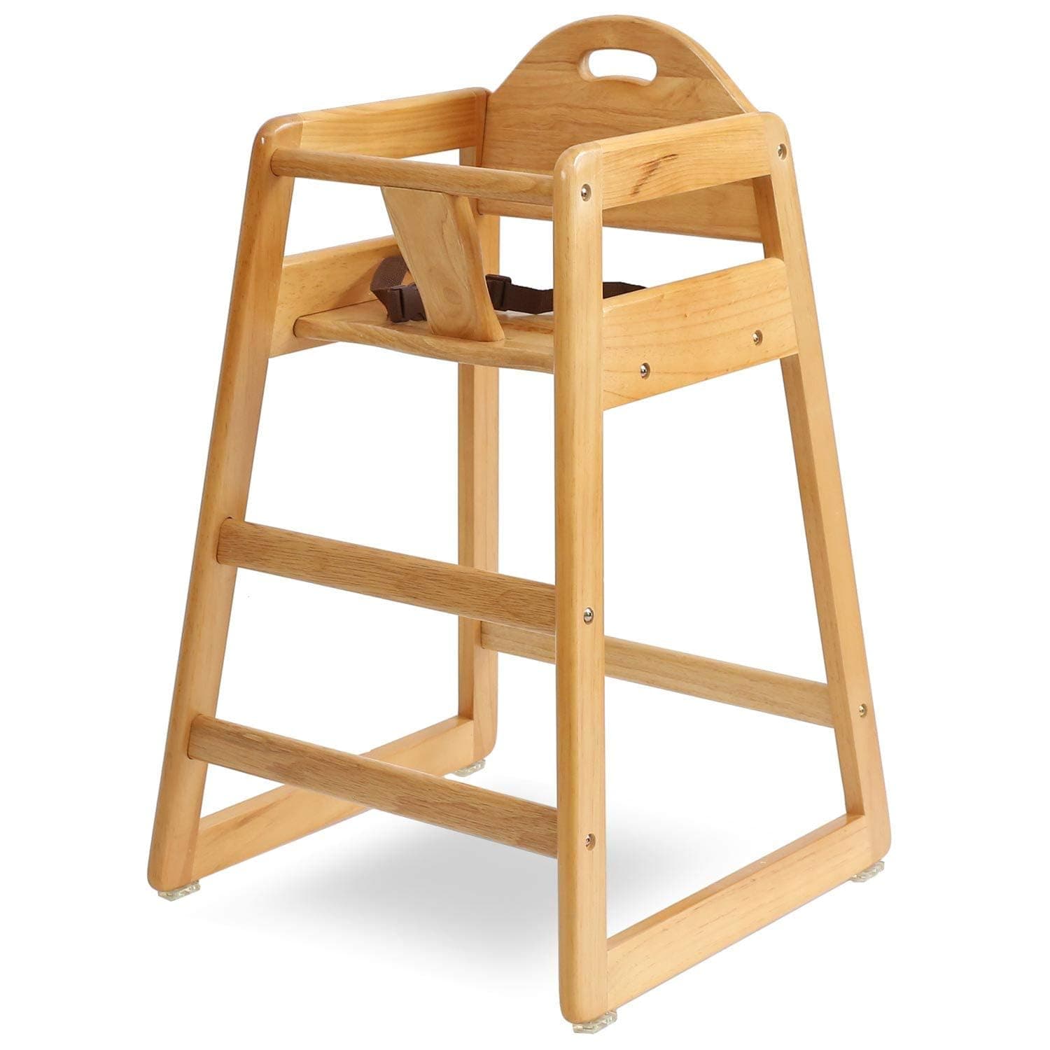 LA Baby Commercial Grade Stack-Able Solid Wood High Chair for Restaurant & Home Use - Natural Color