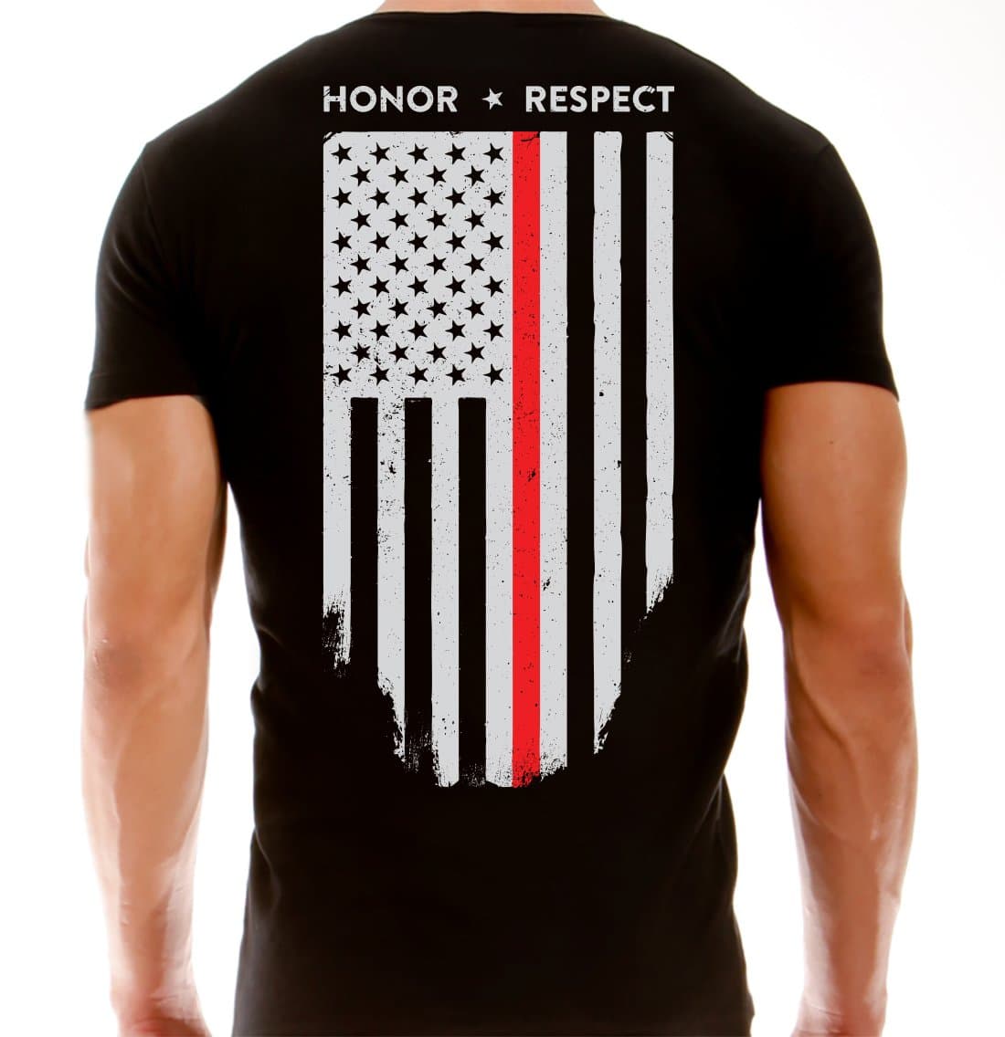Thin Red Line American Flag T-Shirt - Vertical Flag