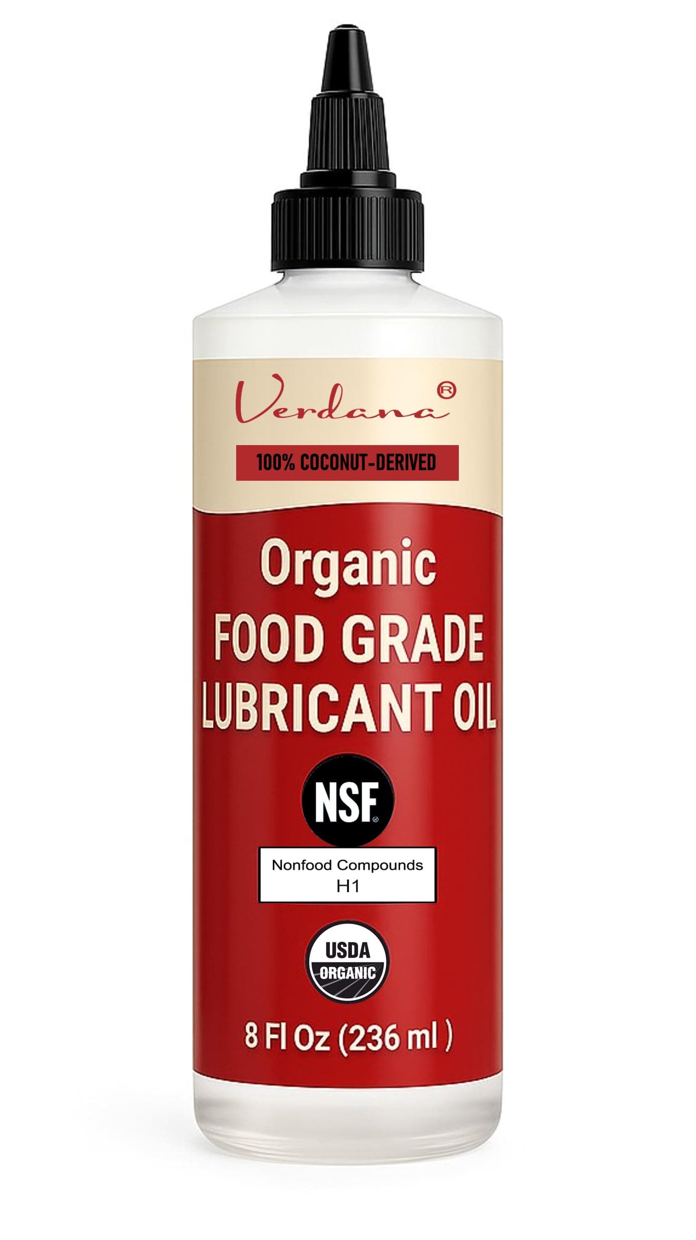 Verdana Food Grade Lubricant Oil – Organic, Kosher, NSF H1, Non-GMO – Petroleum-Free Light Machine Oil for Meat Slicers, Grinders, and Food Contact Equipment – Rust & Corrosion Inhibitor – 8 Fl Oz
