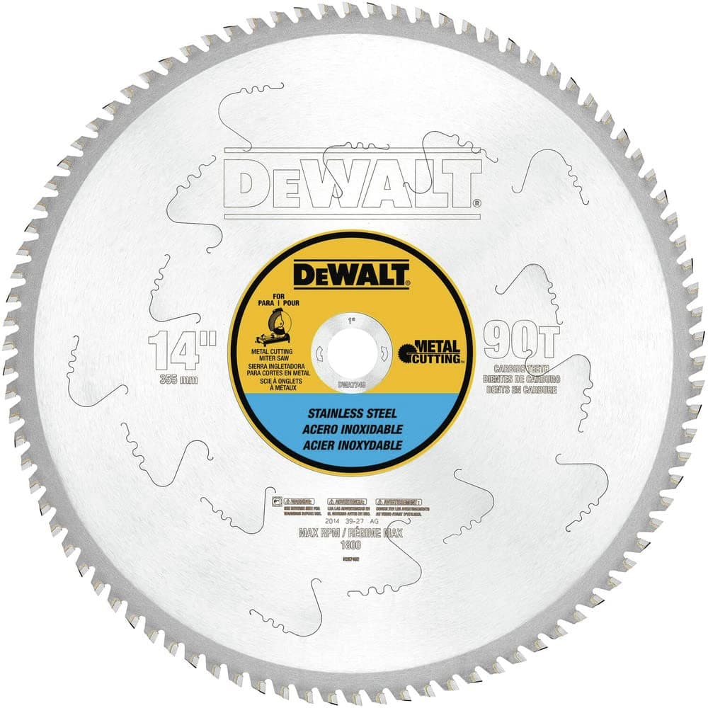 14-Inch Metal Cutting Blade, Stainless Steel, 1-Inch Arbor, 90-Tooth (DWA7749)