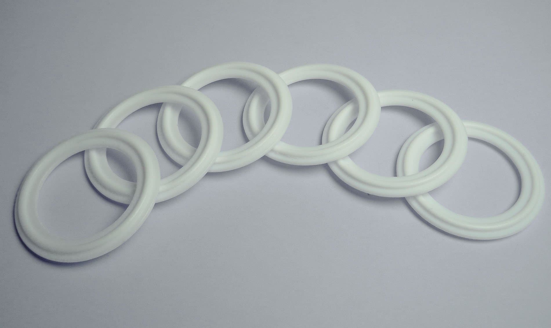 6 pcs Brewery Gaskets Brand White PTFE (Teflon) Tri-Clamp Gasket - 1-1/2" Made in the USA