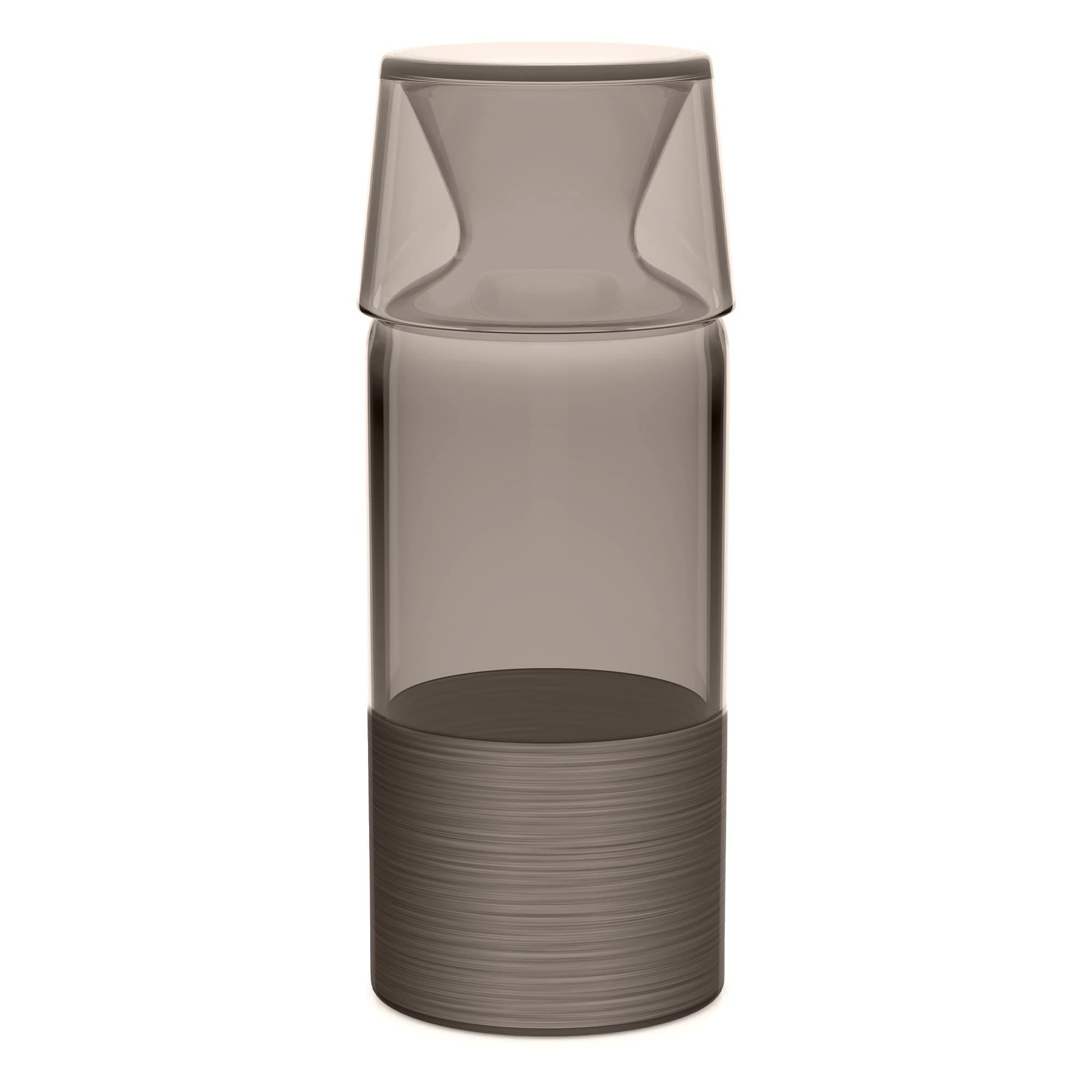 RAKLEBedside Water Carafe and Glass 23.6oz Black Colored Glass Pitcher for Nightstand, Bedroom, Bathroom Mouthwash Container for Water, Lemonade, Juice