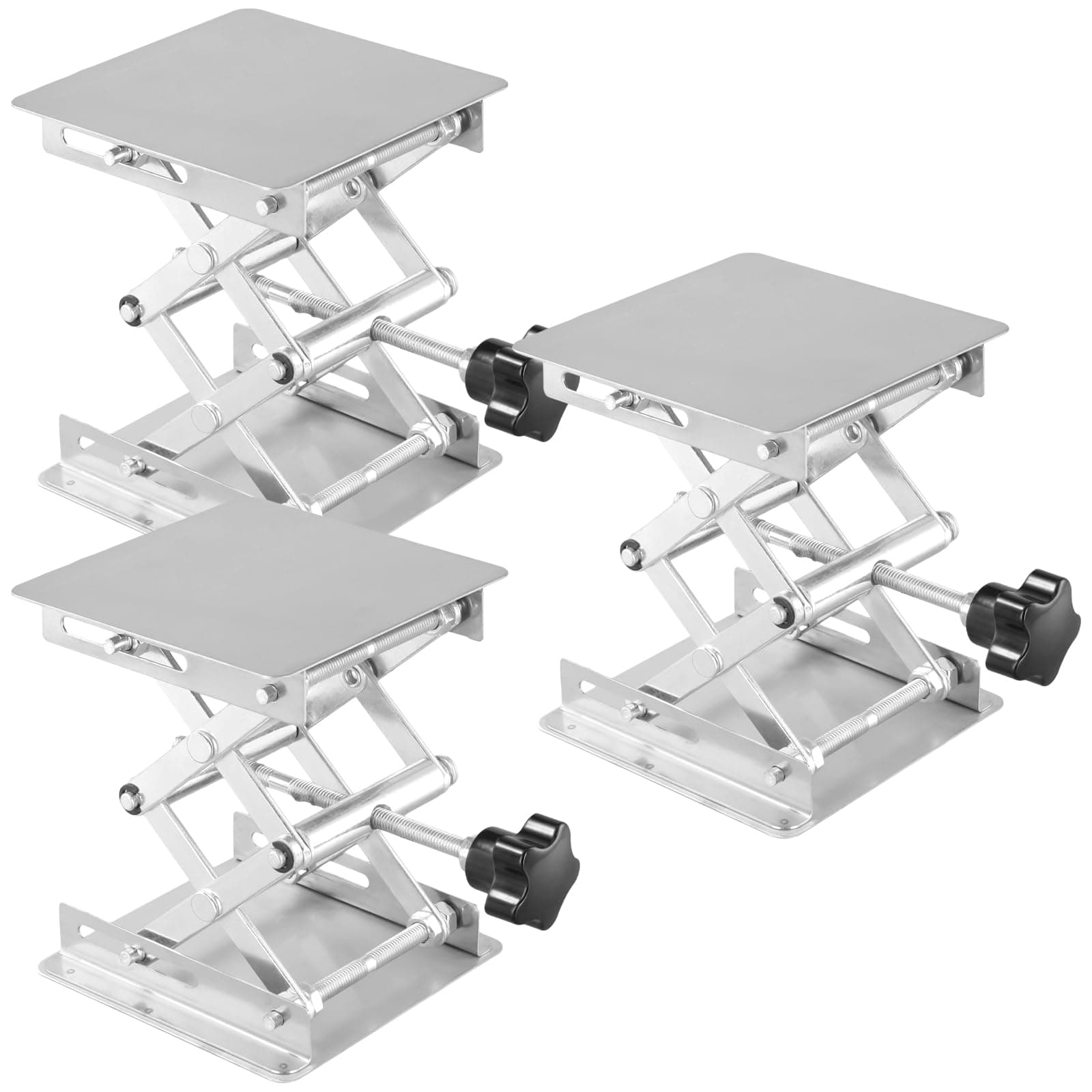 3 PCS 4 x4 Inch Lab Scissors Jack, Stainless Steel Lab Lift Platform, Lab Jack Lift Table, Lab Jack Stand Table Lift, Expandable Lift Height Range from 1.96 Inch to 6 Inch