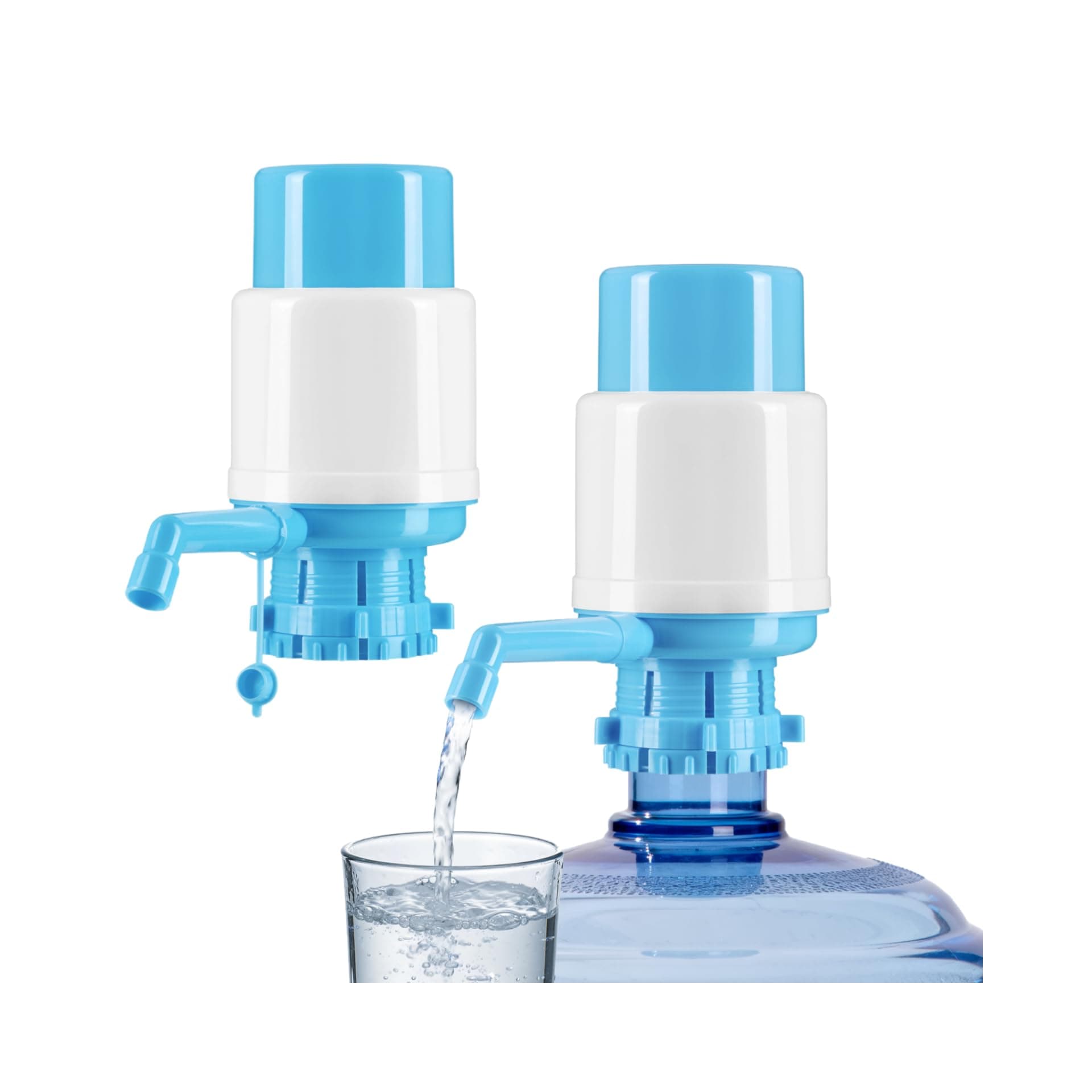 2pcs Water Bottles Dispenser Blue Manual Hand Pressure Drinking Fountain Pressure Pump Water Press Pump
