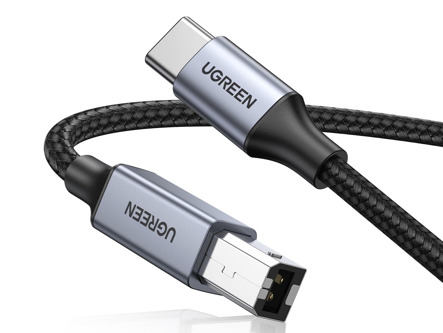 UGREEN Printer Cable USB C to B 2.0 Scanner Cord Nylon Braided Wire Compatible with Epson HP Brother Lexmark Printers Yamaha Digital Piano Midi Keyboard DAC 1M iPhone 17 (Grey)