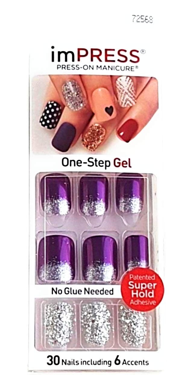 Kiss imPress Press-On Manicure Purple Nails # 72568 Harlem Shake