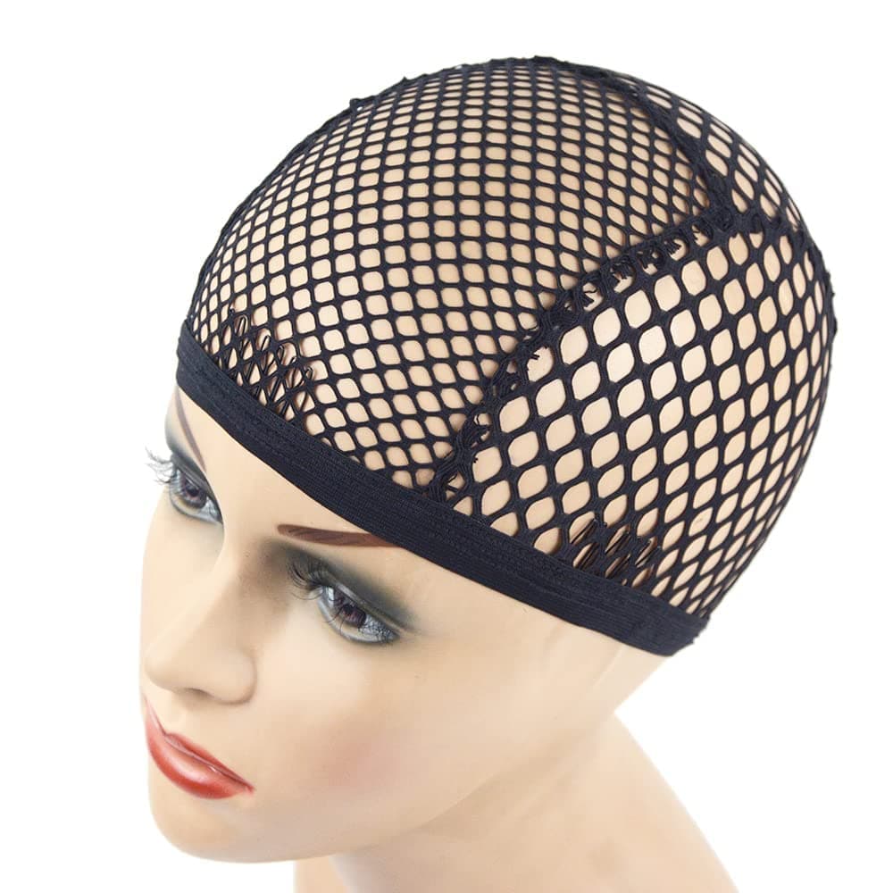 1 Piece Wig Cap Black Stretchable Crochet Wig Cap with 4 Hair Clips Mesh Braided Wig Cap for Making Wig