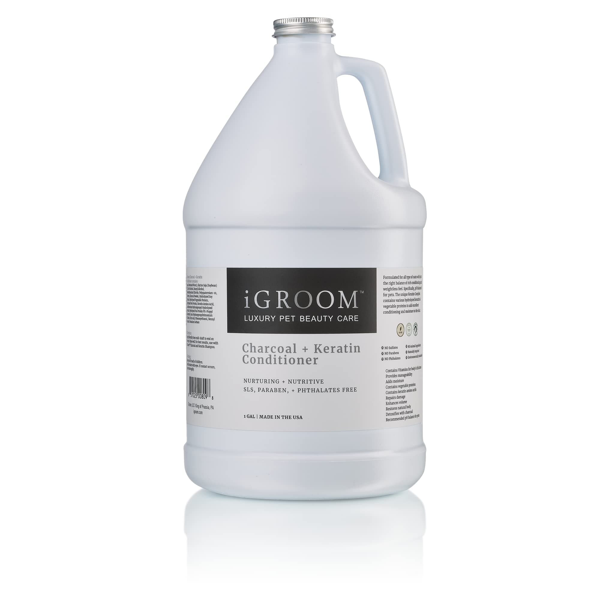 iGroom Charcoal Keratin Dog Conditioner, Luxury Pet Beauty Care, Repairs Enhances Adds Moisture, Made in USA, Summer Fig, 1gal