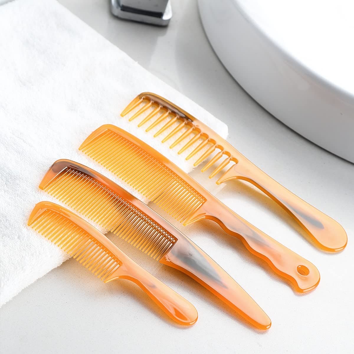 Wolpin Dressing Comb for Women & Men, Fine Tooth and Wide Tooth Hair Comb, Hair Styling Comb Set (Pack of 4)