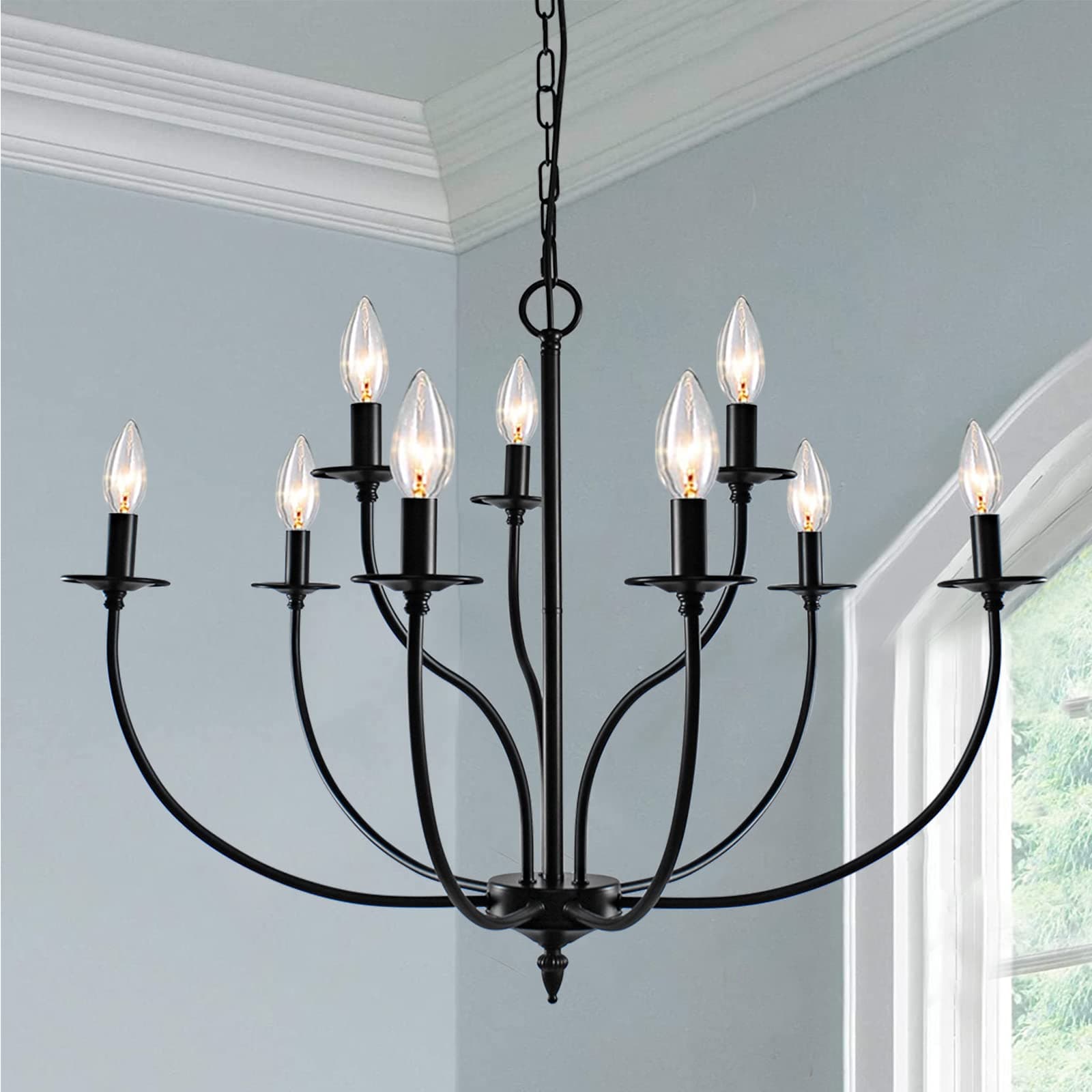 9 Light Black Chandeliers