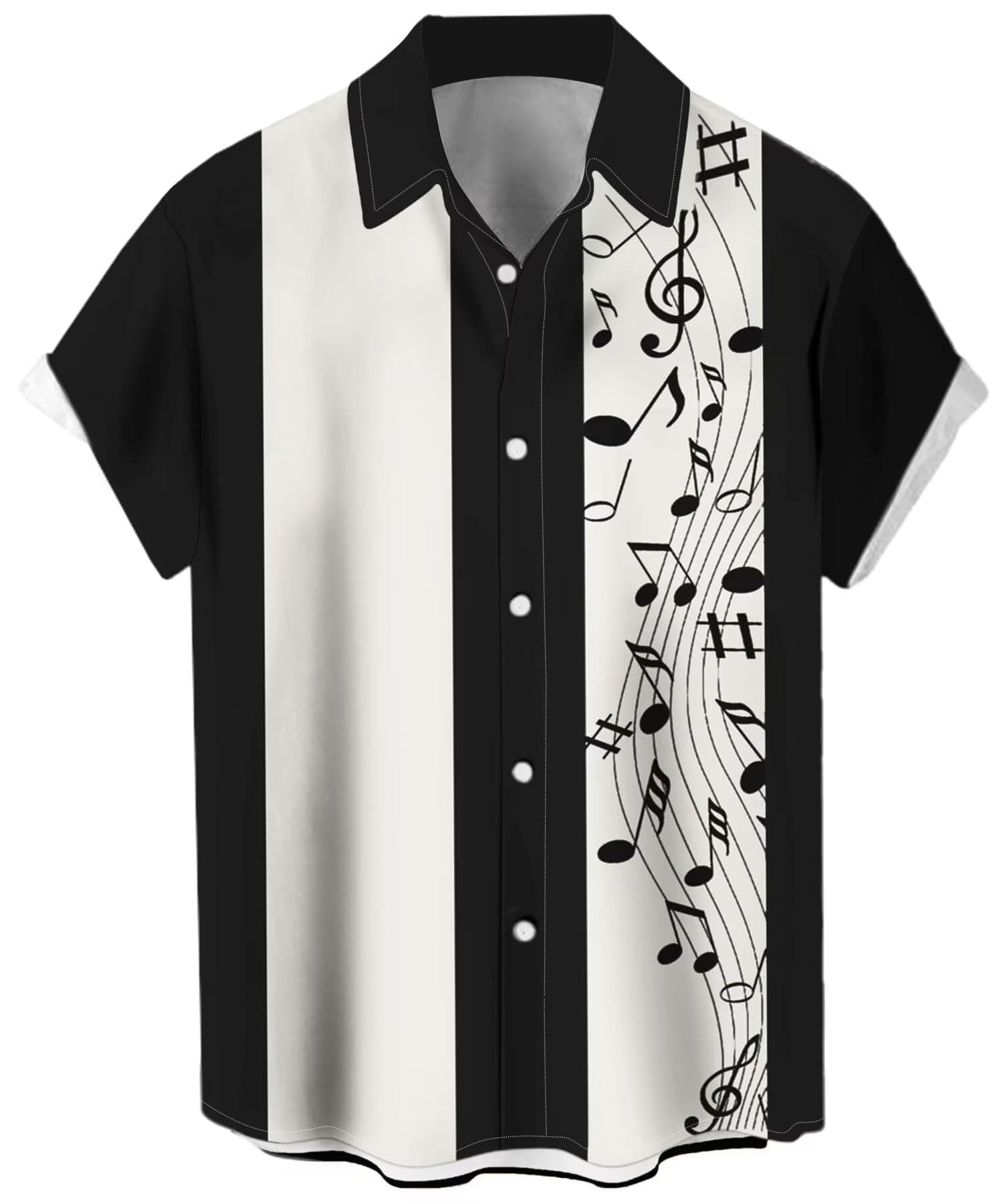 Men's Vintage Bowling Shirt 1950s Retro Rockabilly Style Short Sleeve Button Down Music Hawaiian Shirts