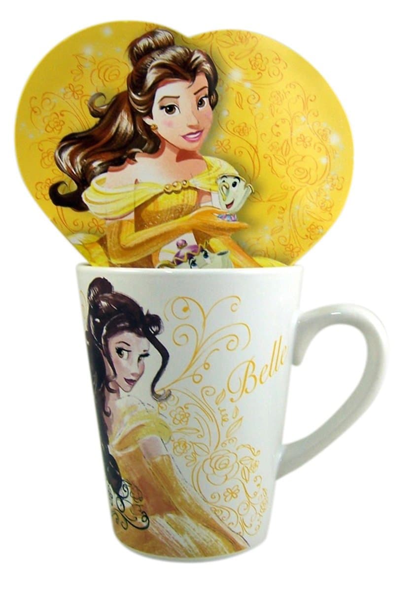 Disney Princess Belle Valentine's Day Coffee Mug with Milk Chocolate Hearts Gift Set, 2.18 oz