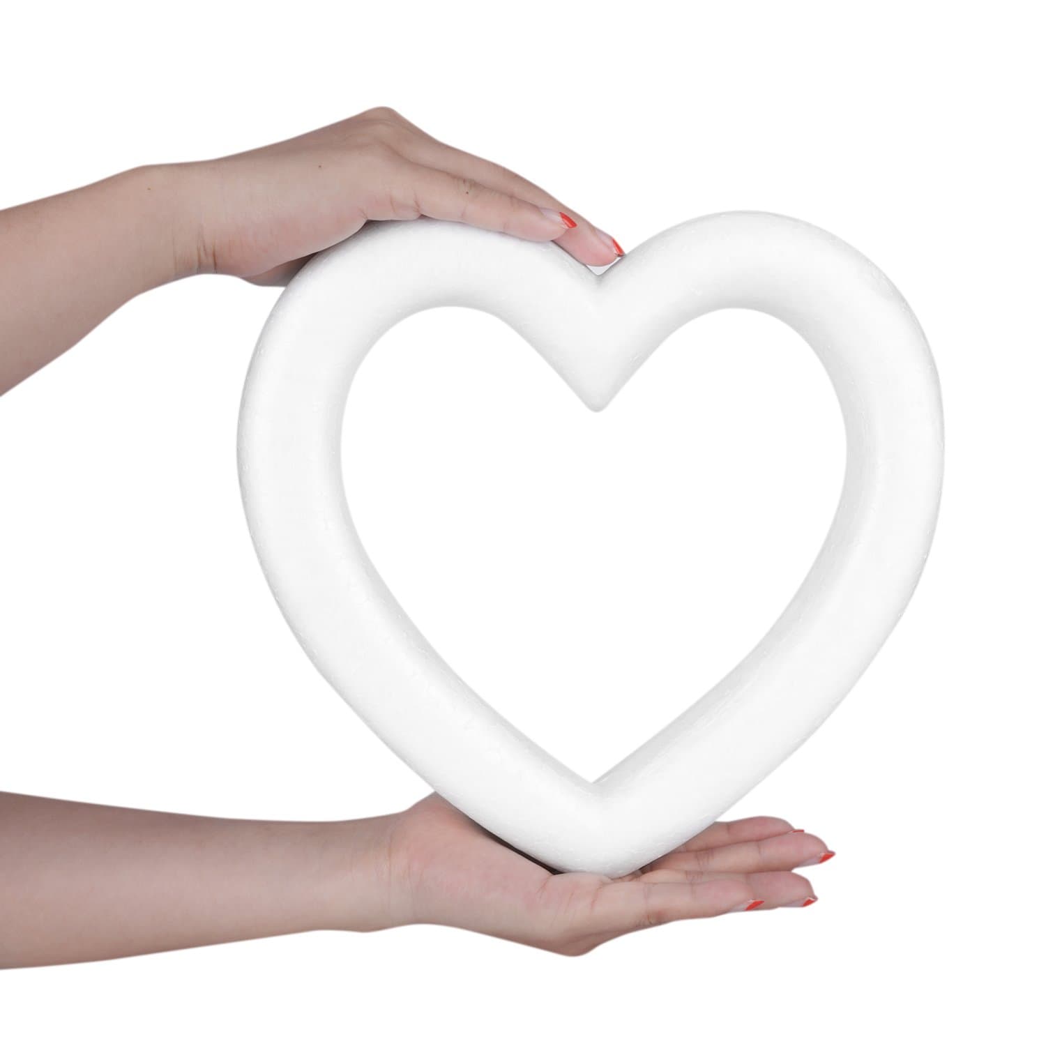 Sundarling Heart Shaped Foam Wreath, White Polystyrene Foam Heart Wreath for Craft Projects and Wedding Decorations,9.4 x 1.5 x 9.4 Inches
