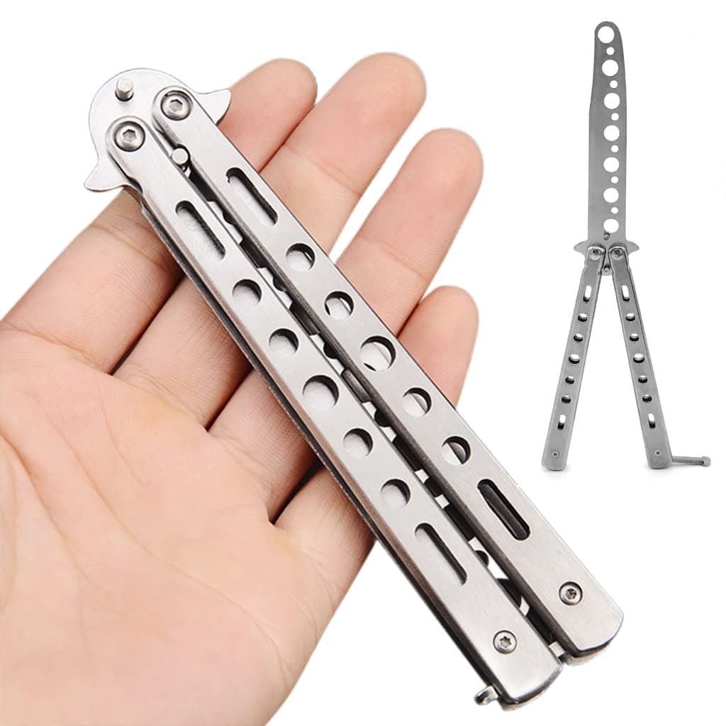 Butterfly Knives Trainer with O-Ring Latch for Beginner, Children, Butterfly Knives Lover, Balisong Trainer with Unsharpened Blade