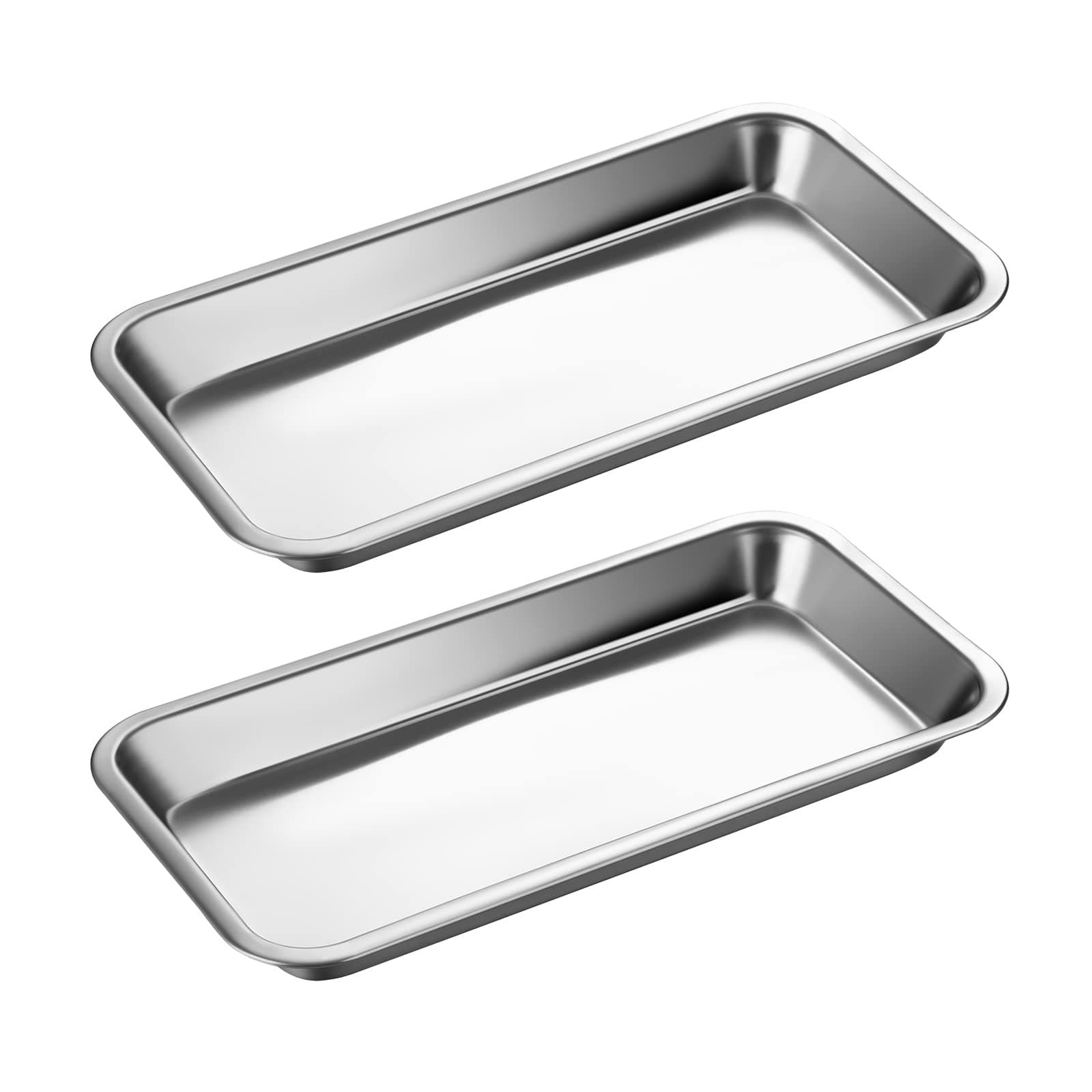 NUOMI Medical Surgical Tray Stainless Steel Instrument Trays Organizer 2 Pack Dental Procedure Tray Tools