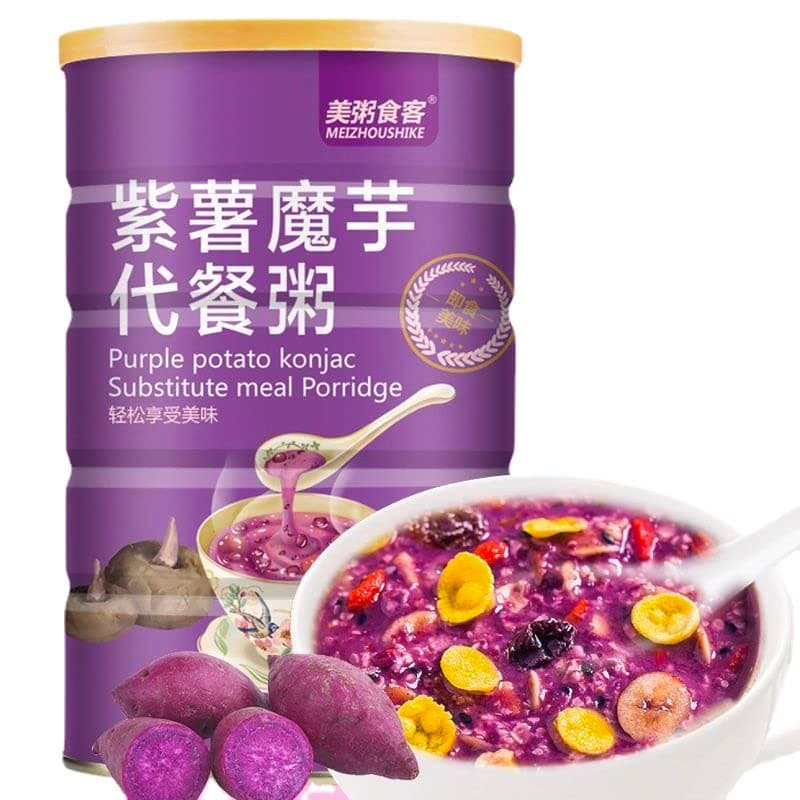 wa sai luo Tremella Instant Lotus Root Starch Soup,nut and Powder Corn paste, purple potato porridge, soybean milk 500g / can (Congee with Konjak,1 pcs)