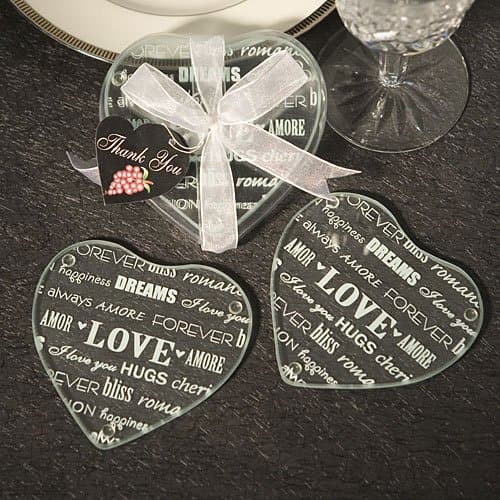 Heart Design Glass Coaster Love Wedding Favors (Set of 2), 72